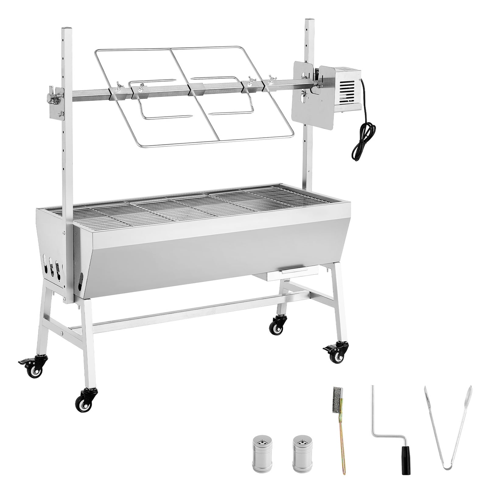 KFFKFF Outdoor Rotisserie Grill with 38W Motor, Heavy-Duty Charcoal Spit Roaster for Pig and Lamb (Black, 132 lb Capacity) hiqbq