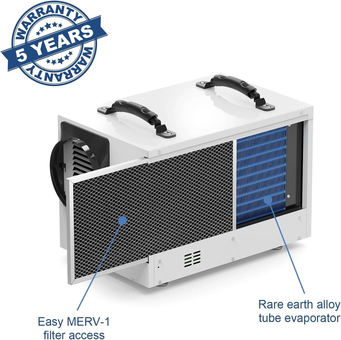 AlorAir Commercial Dehumidifier for Crawl Spaces and Basements, High-Capacity Moisture Removal with Auto Defrost (White, 120 Pints) agx7t
