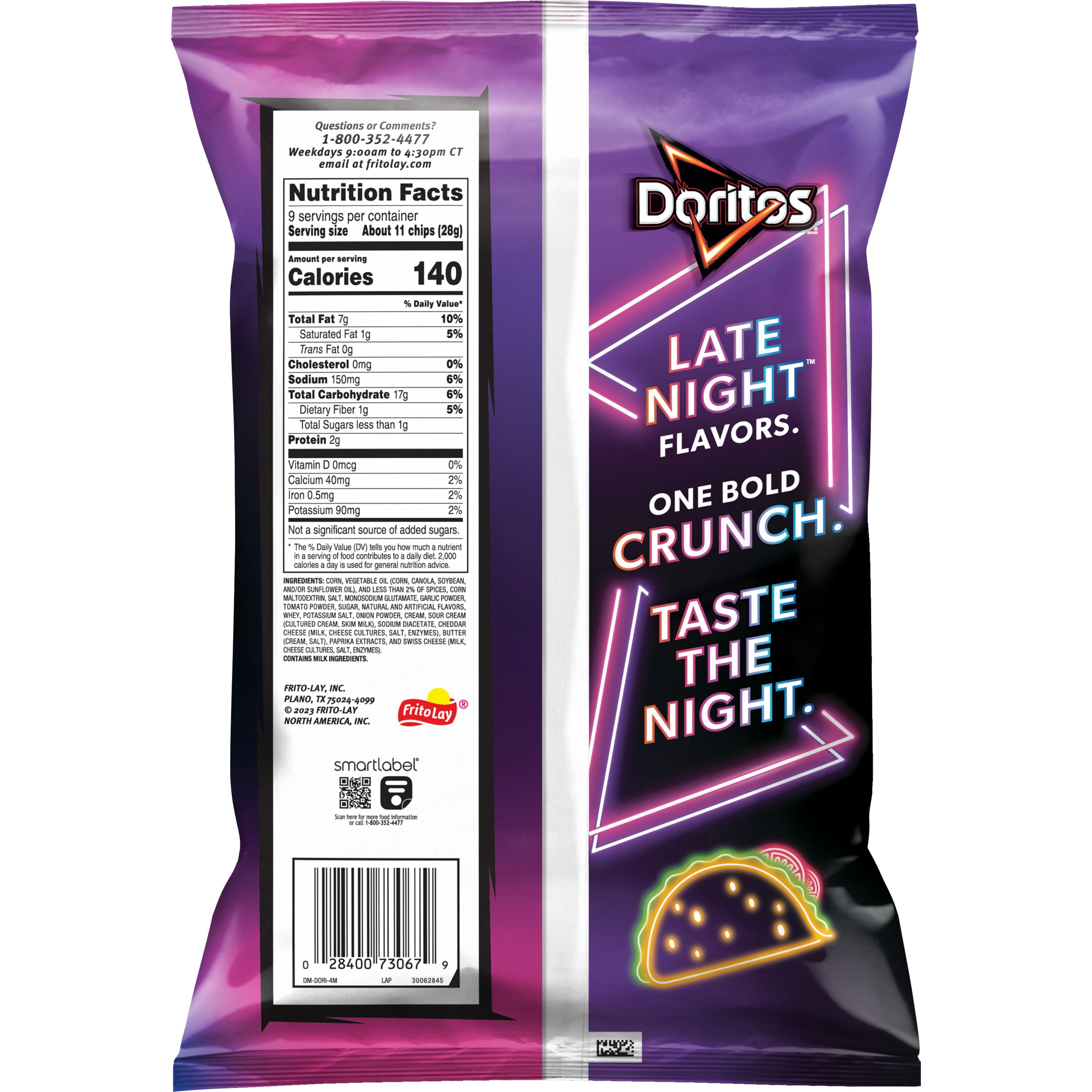 Doritos Tortilla Chips Late Night Loaded Taco Flavored Snack (9 oz) a7u0m