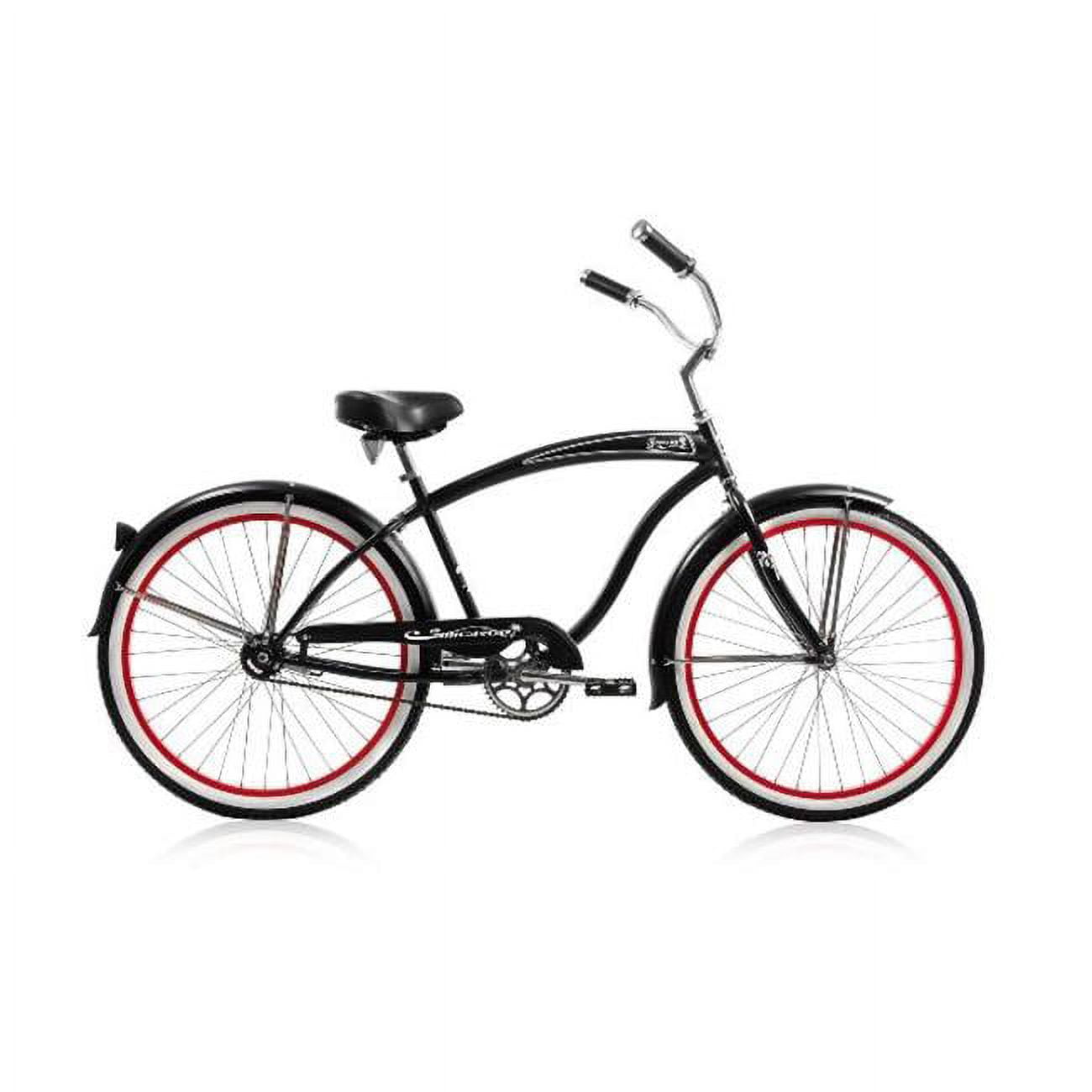 Micargi Rover GX 26 in Beach Cruiser Bike Single Speed Coaster Brake with Fenders (Black/Red Rim, 26 in) 52rs7
