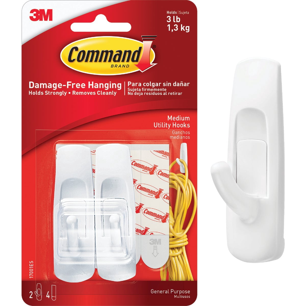 Command Medium Utility Hooks, Damage-Free Adhesive Wall Hangers, White (3 lb Capacity, 12 Pack) zoqem