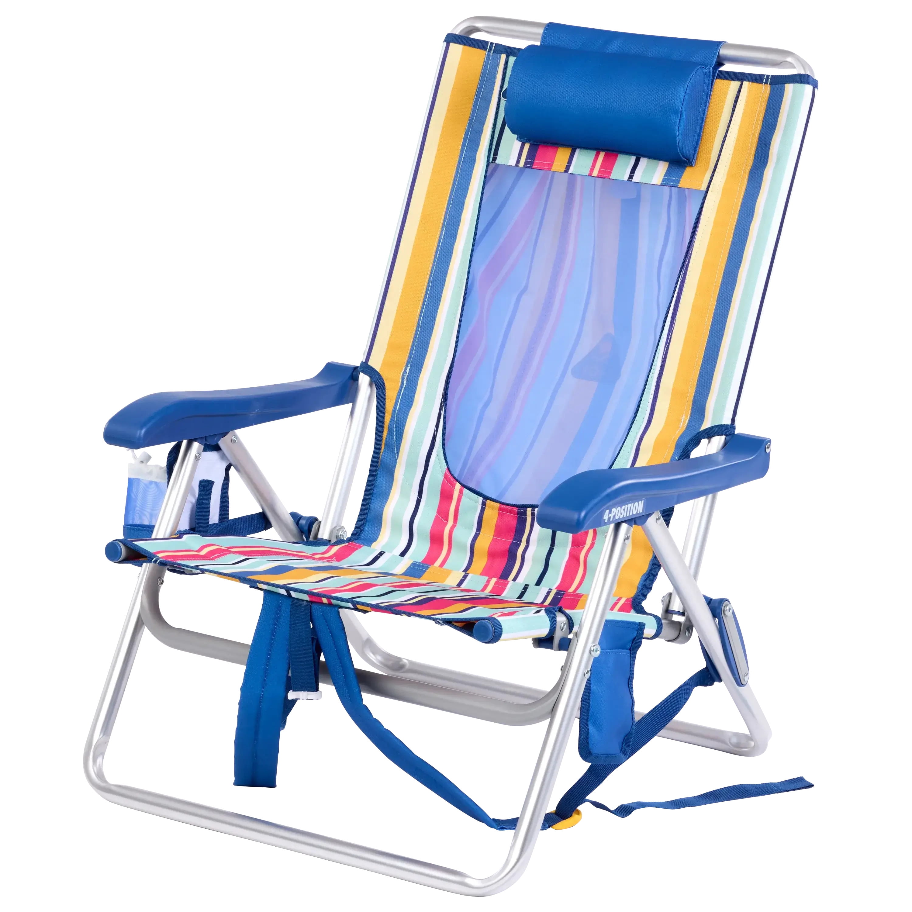 GCI Outdoor Backpack Beach Chair, Lightweight Low Profile Reclining Chair with Padded Straps (Multistripe, 8.6 lb) 3o2lz