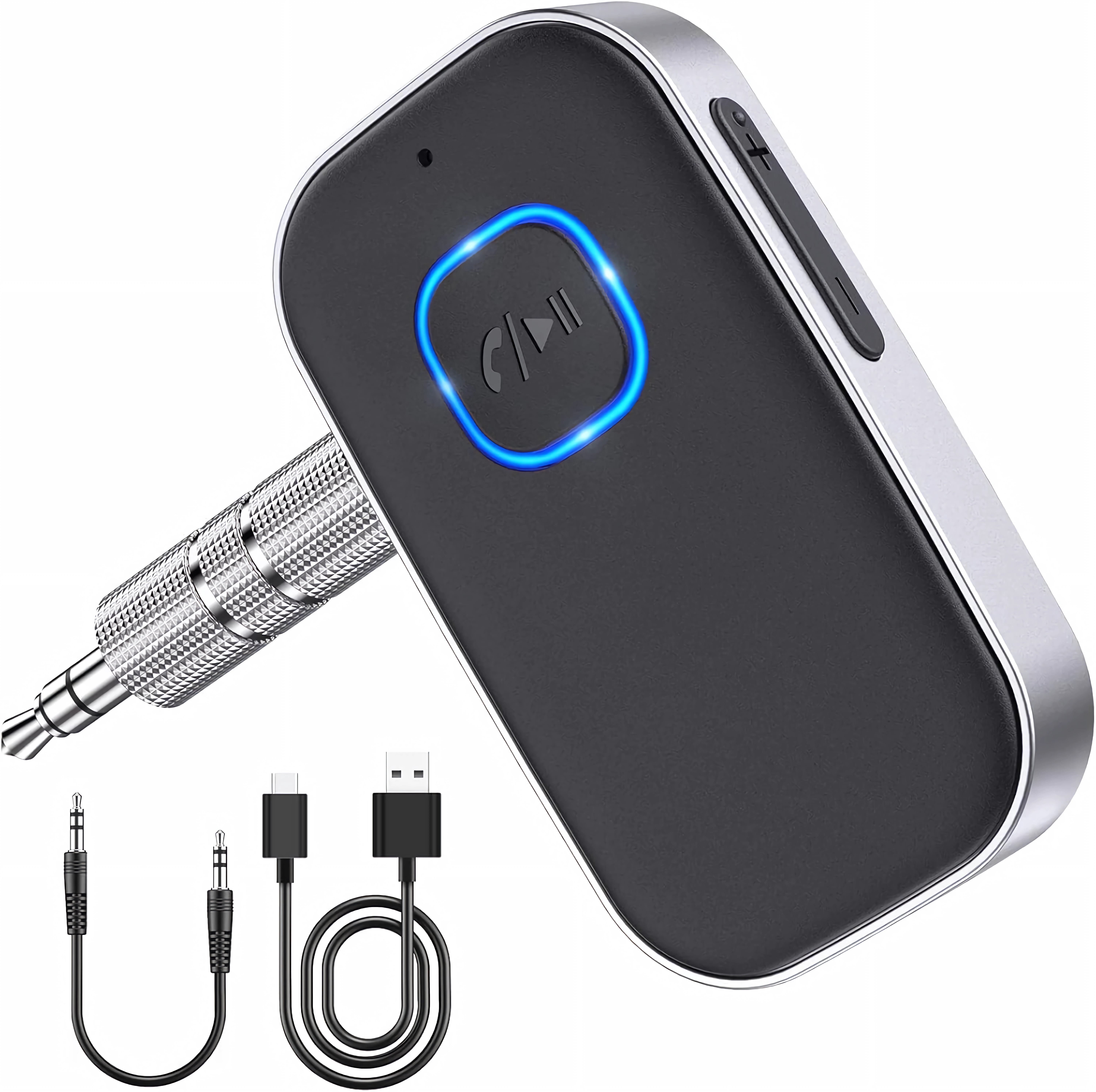 Generic Bluetooth Receiver for Car, Wireless Audio Adapter with Noise Cancellation for Home Stereo and Wired Headphones (Black, 1 Unit) i0jmv