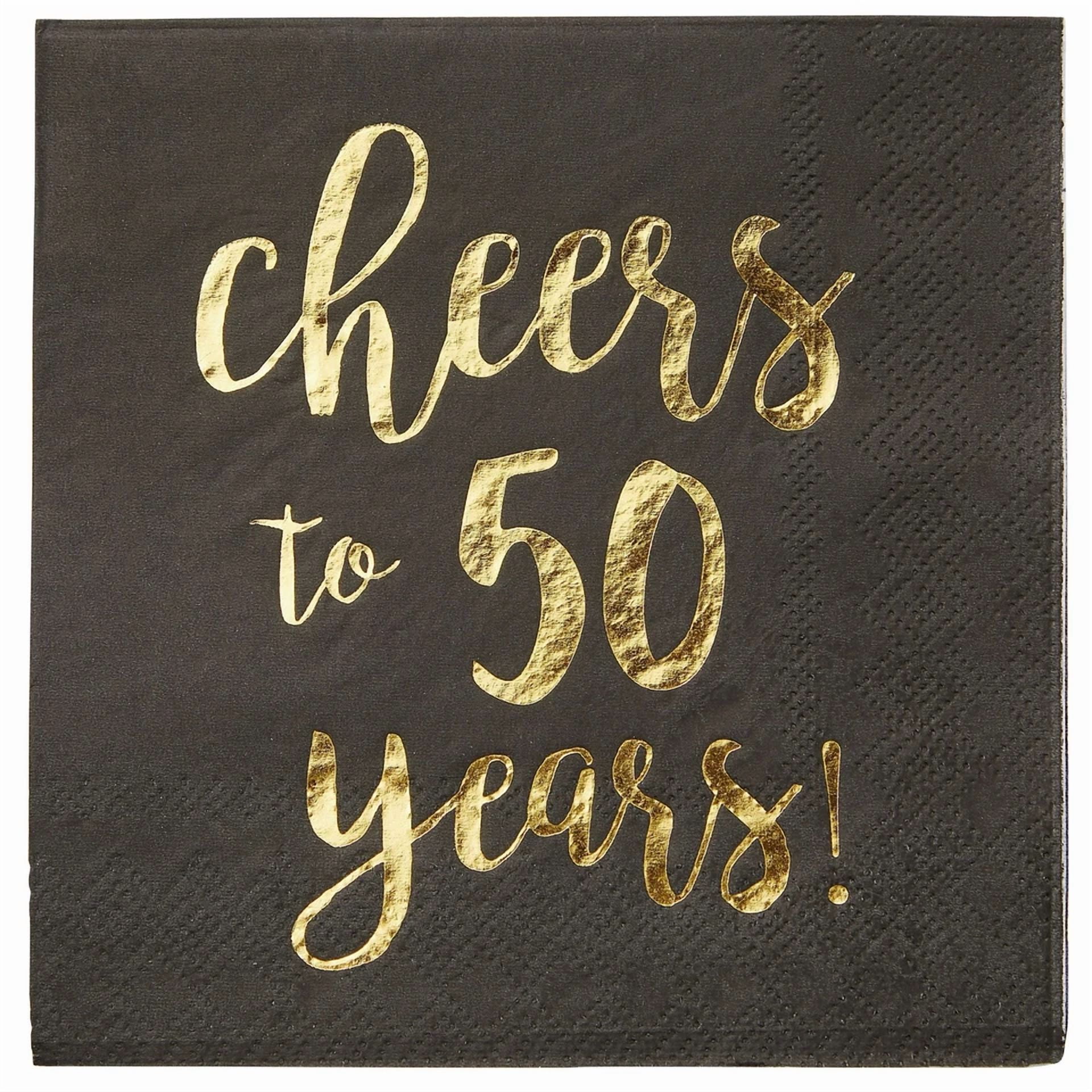 YANI Cheers To 50 Years Birthday Party Napkins (Gold, 50 Pack, 5 x 5 in) zli1z