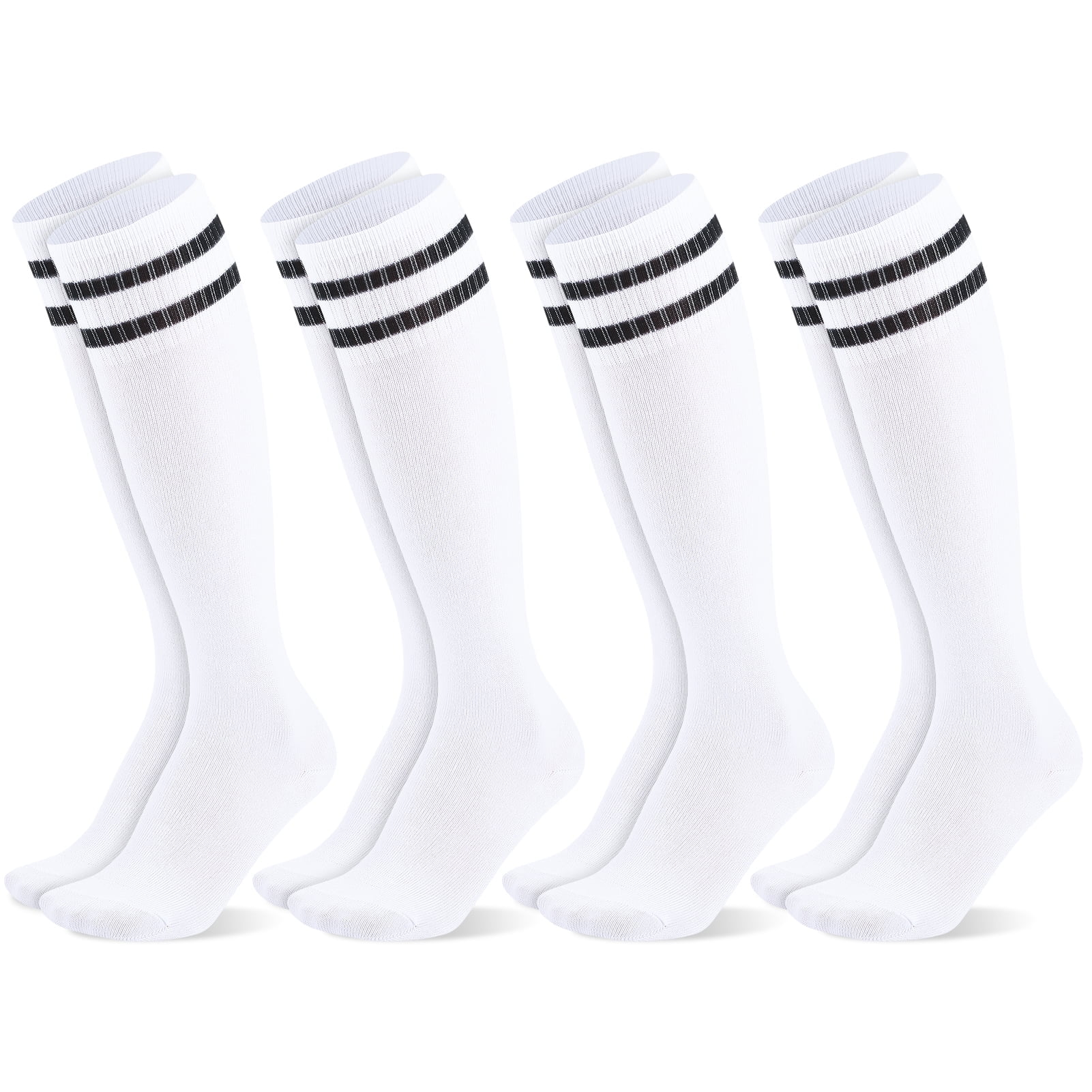 Hengguang Kids Soccer Socks Over-Knee Athletic Performance Gear (White, 4 Pairs) sf27u