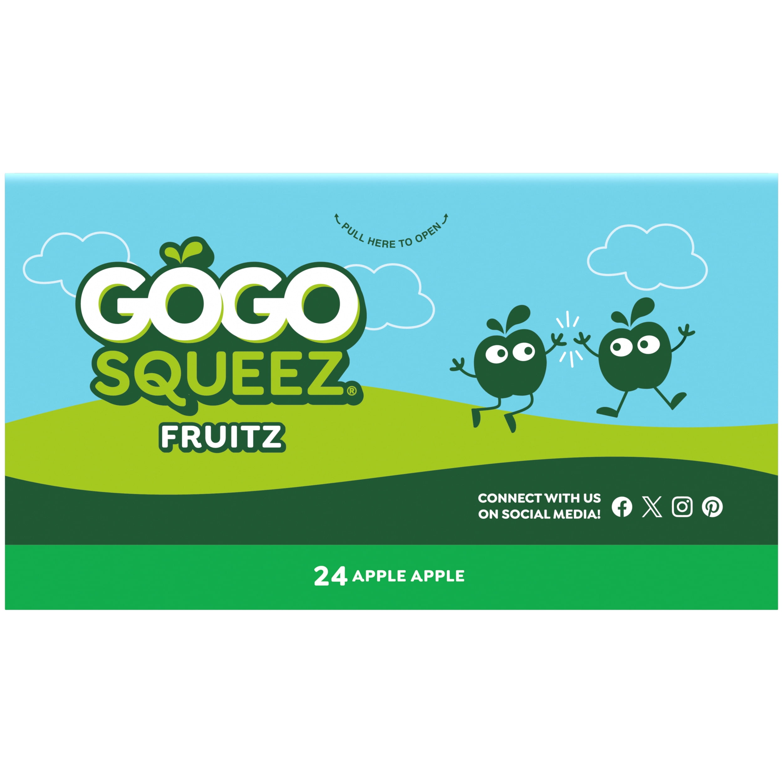 GoGo squeeZ Fruit Puree Applesauce Pouches, No Sugar Added, Apple Apple Flavor (3.2 oz, 24 Pack) m58y9
