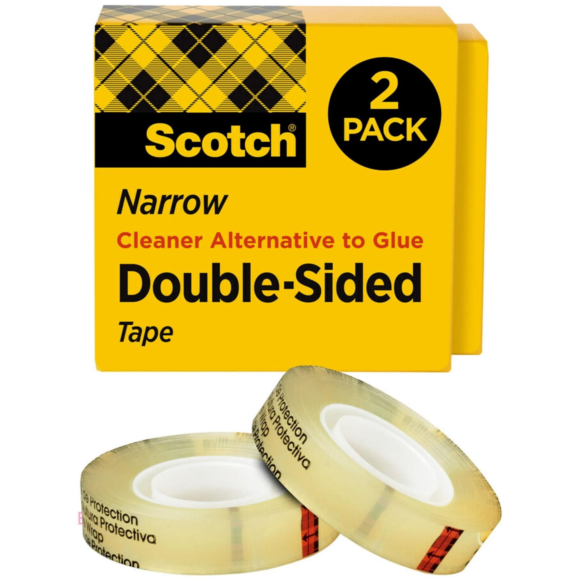 Scotch Double-Sided Permanent Tape, Strong Adhesive for Crafts and Office Projects (Clear, 0.5 in x 900 in, 2 Pack) y0t5j