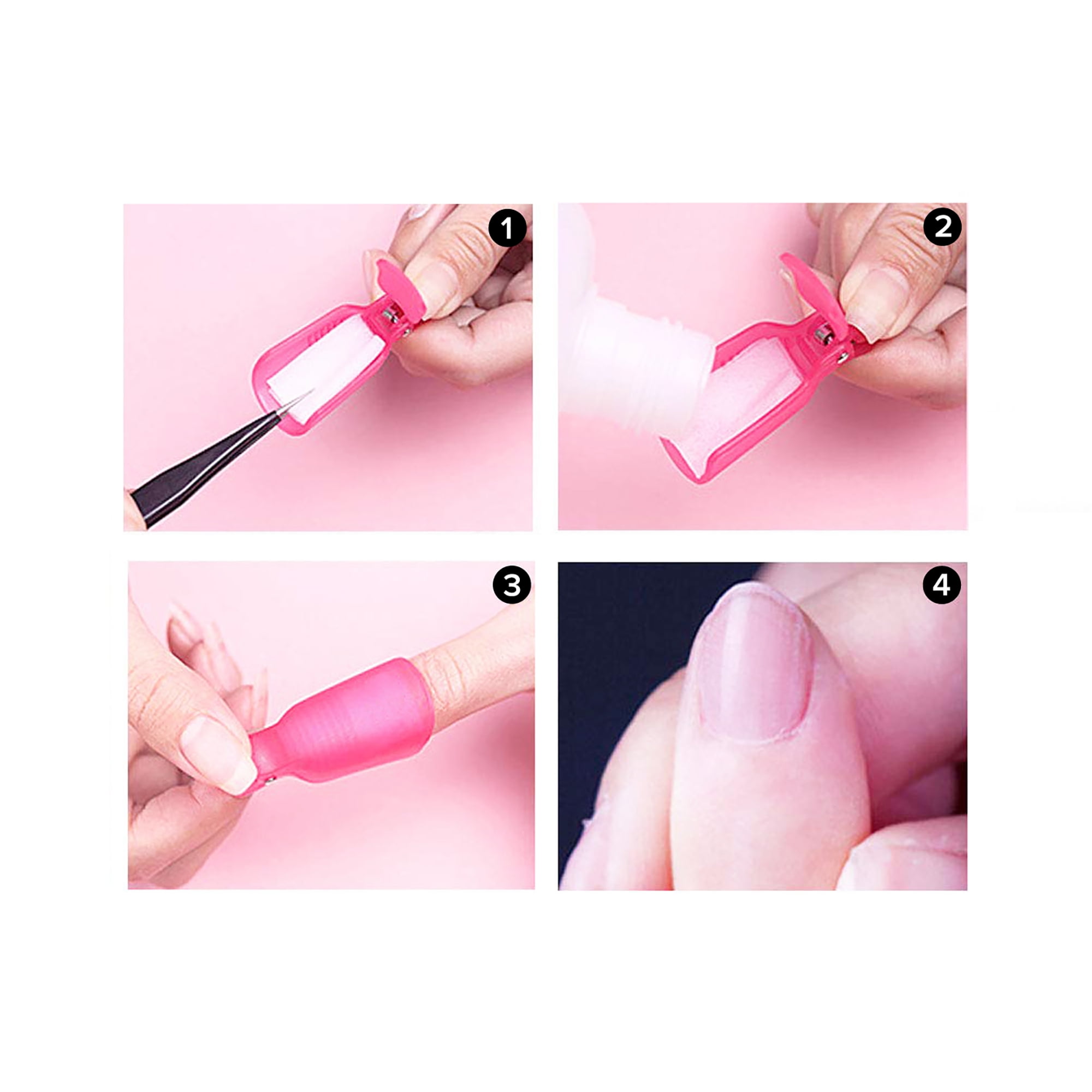 Pueen Reusable Nail Soaker Cap Clips for Gel Polish Removal (Pink, 20 Count) j2ktu