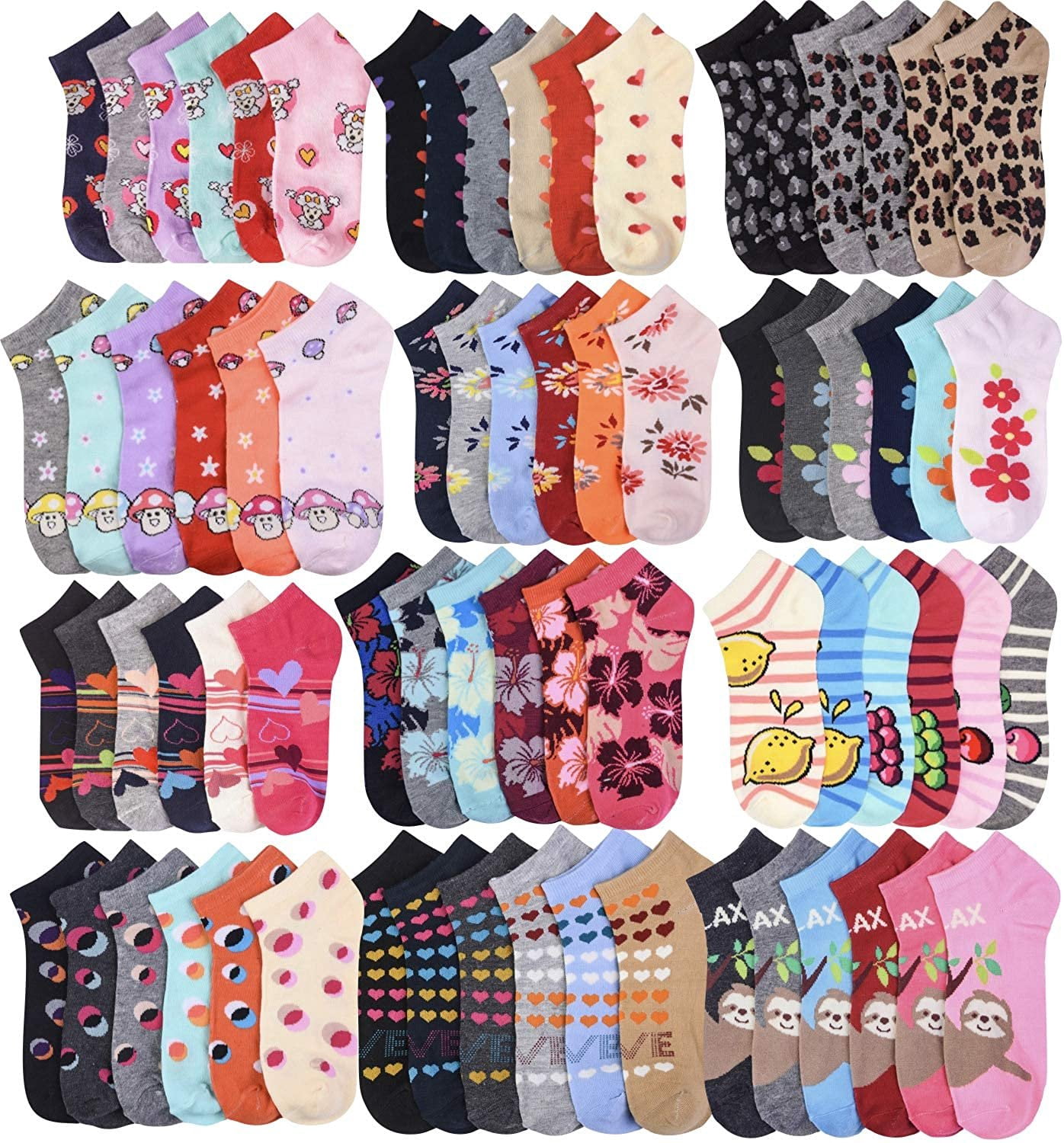 ToBeInStyle Girls' Low Cut Ankle Socks Mystery Assortment (Multi-Color, 12 Pairs, Size 6-8) ehglf