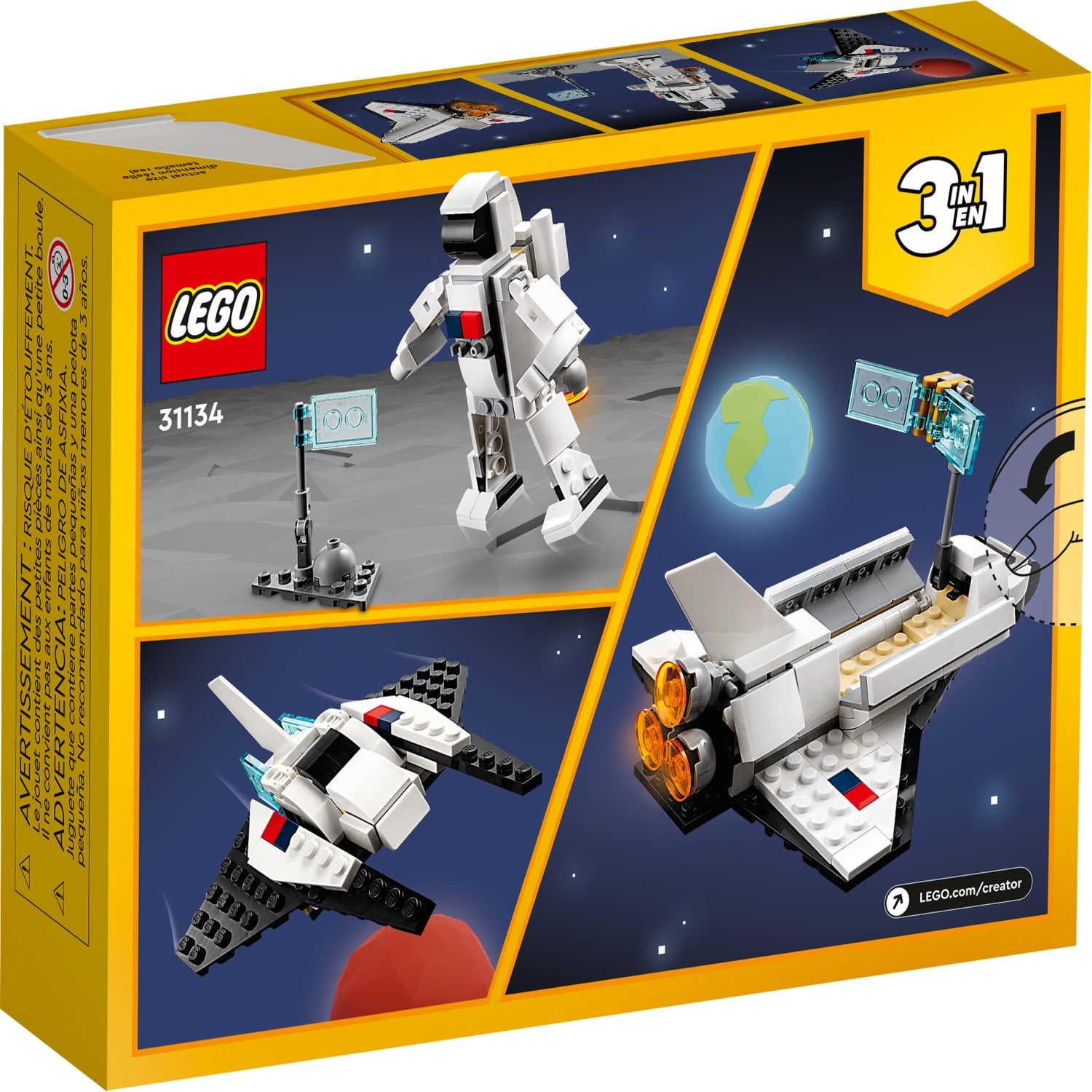 LEGO Creator 3-in-1 Space Shuttle Building Set, Creative STEM Toy for Kids, 3-in-1 Model Kit (144 Pieces) 2toc8