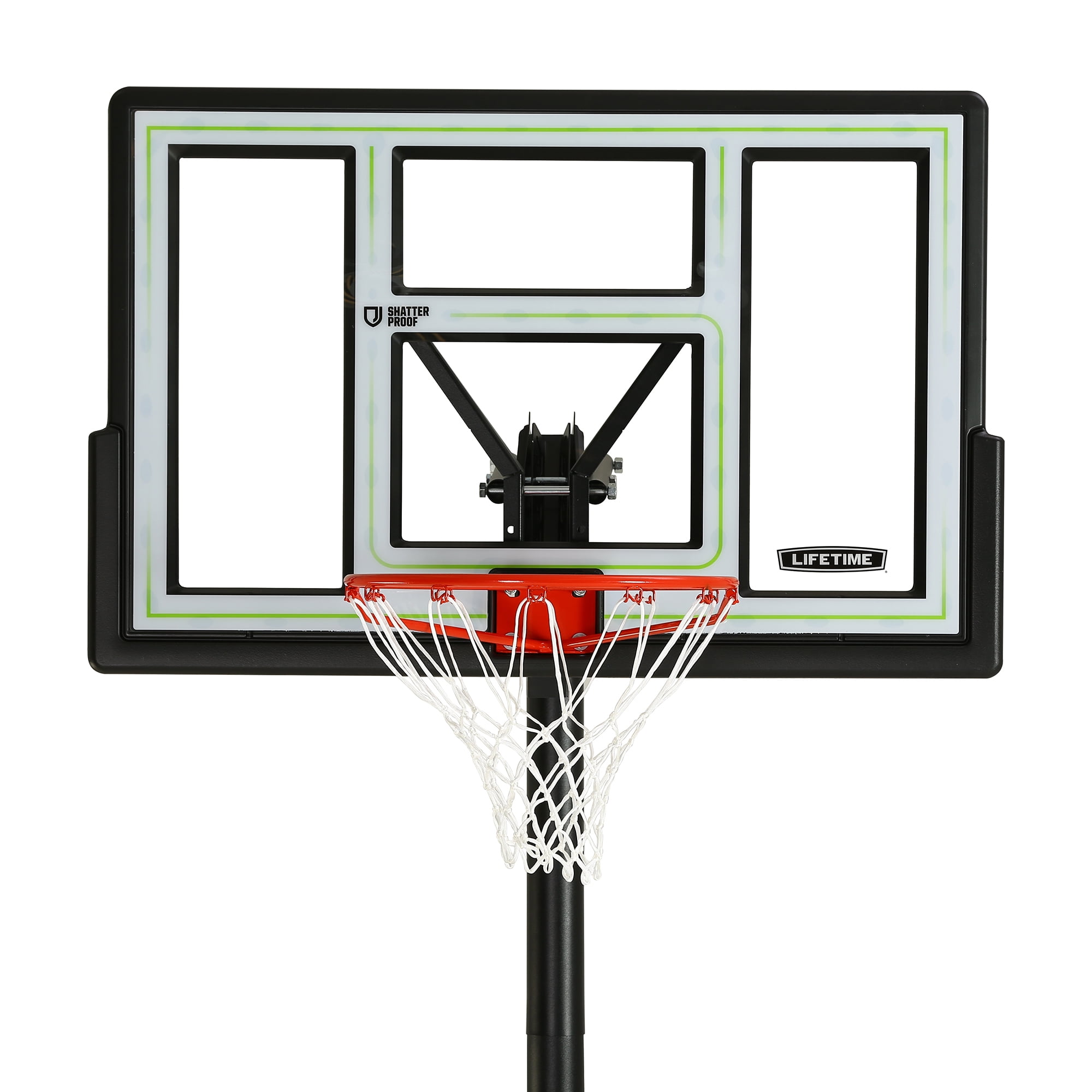 Lifetime 46-Inch Shatterproof Portable Basketball Hoop with Quick Adjust and Classic Rim (Black, 8 to 10 ft) wjpwm