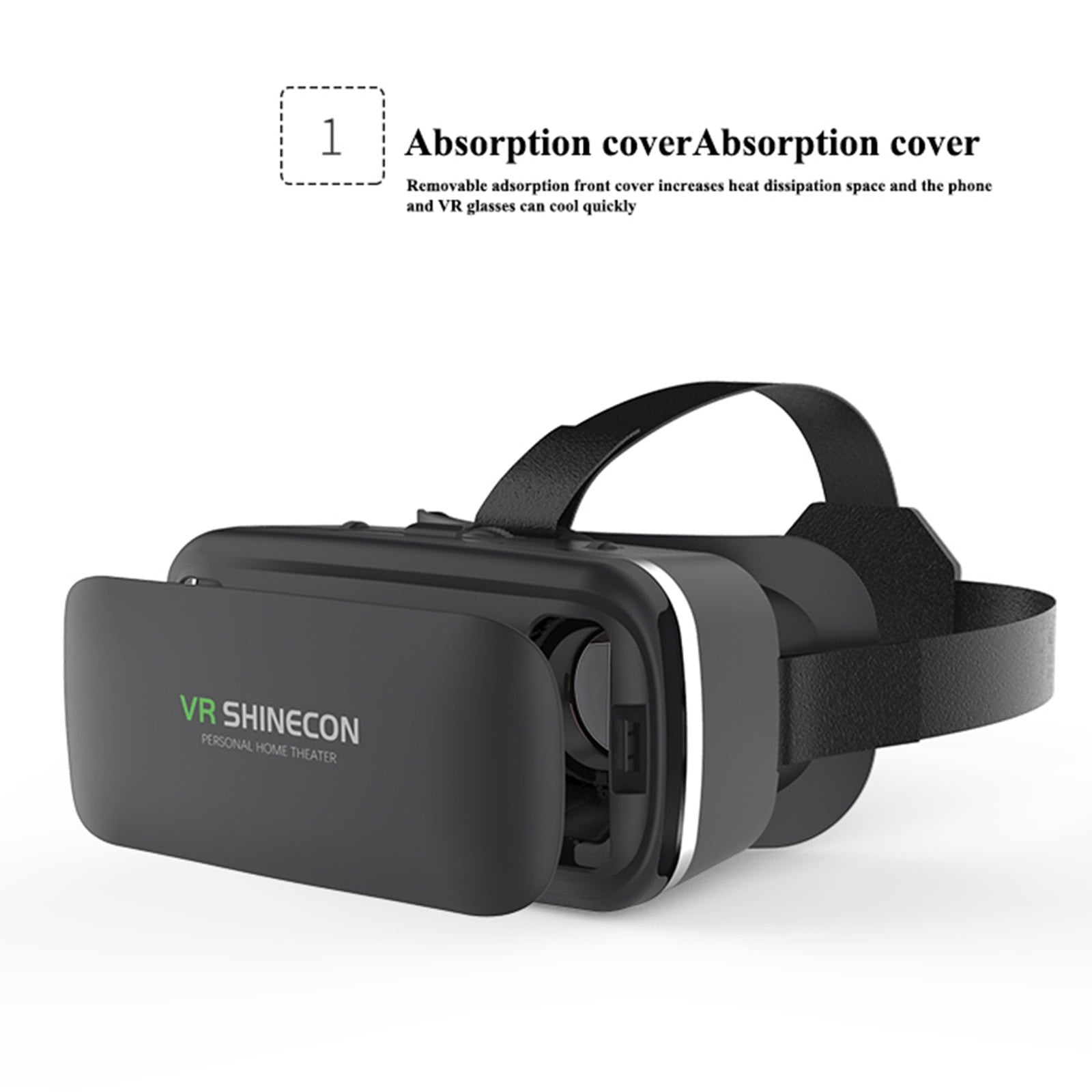 Uscallm Virtual Reality VR Headset for Smartphones, Immersive 3D Gaming and Movie Glasses (Black, One Size) 1oex0