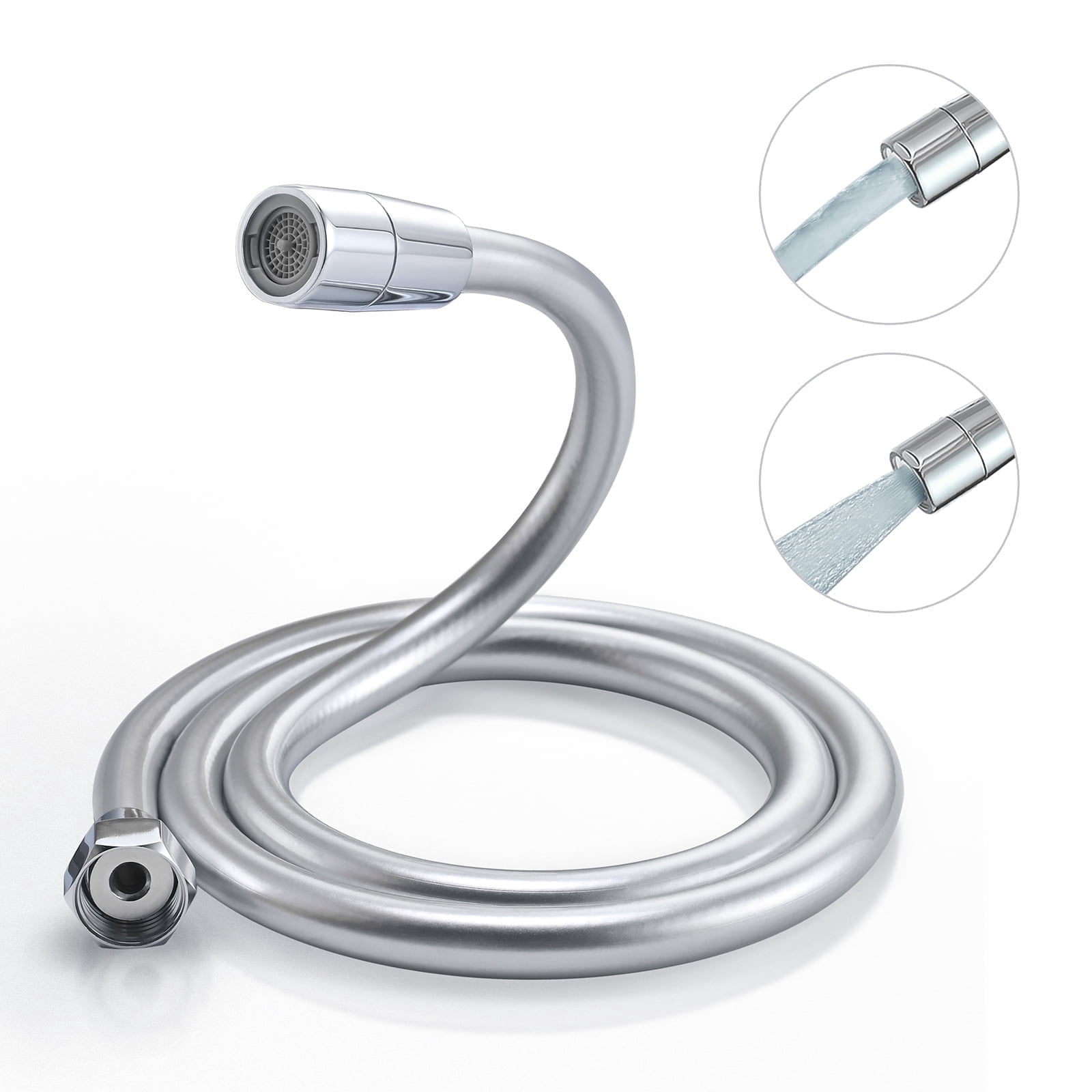 JASYA Shower Hand Hose with 2-Mode Bidet Nozzle, Flexible PVC Replacement Hose (Silver, 6 ft) vea66
