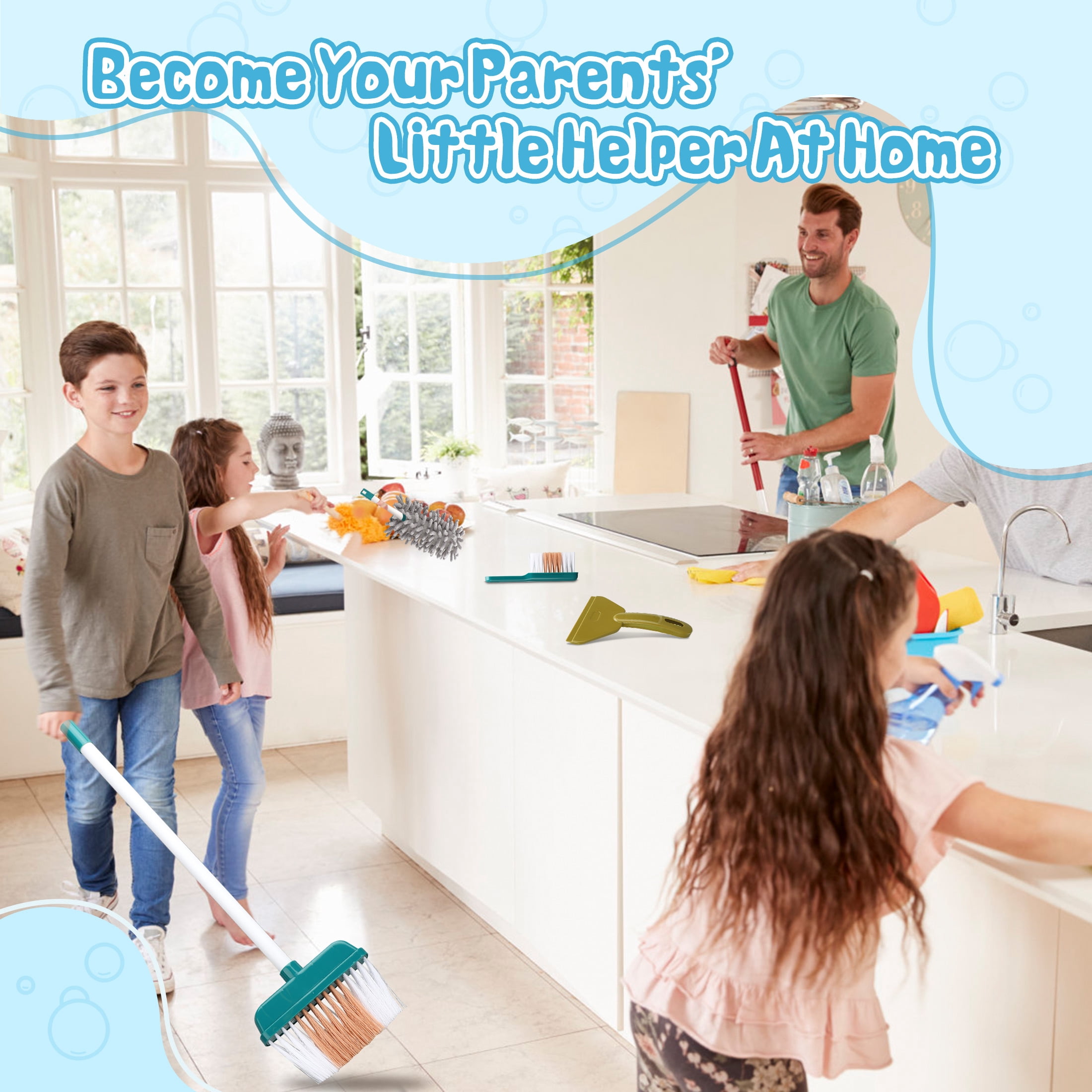 Crtynell Kids Cleaning Set with Realistic Vacuum and Accessories (8 Pieces) hotbj