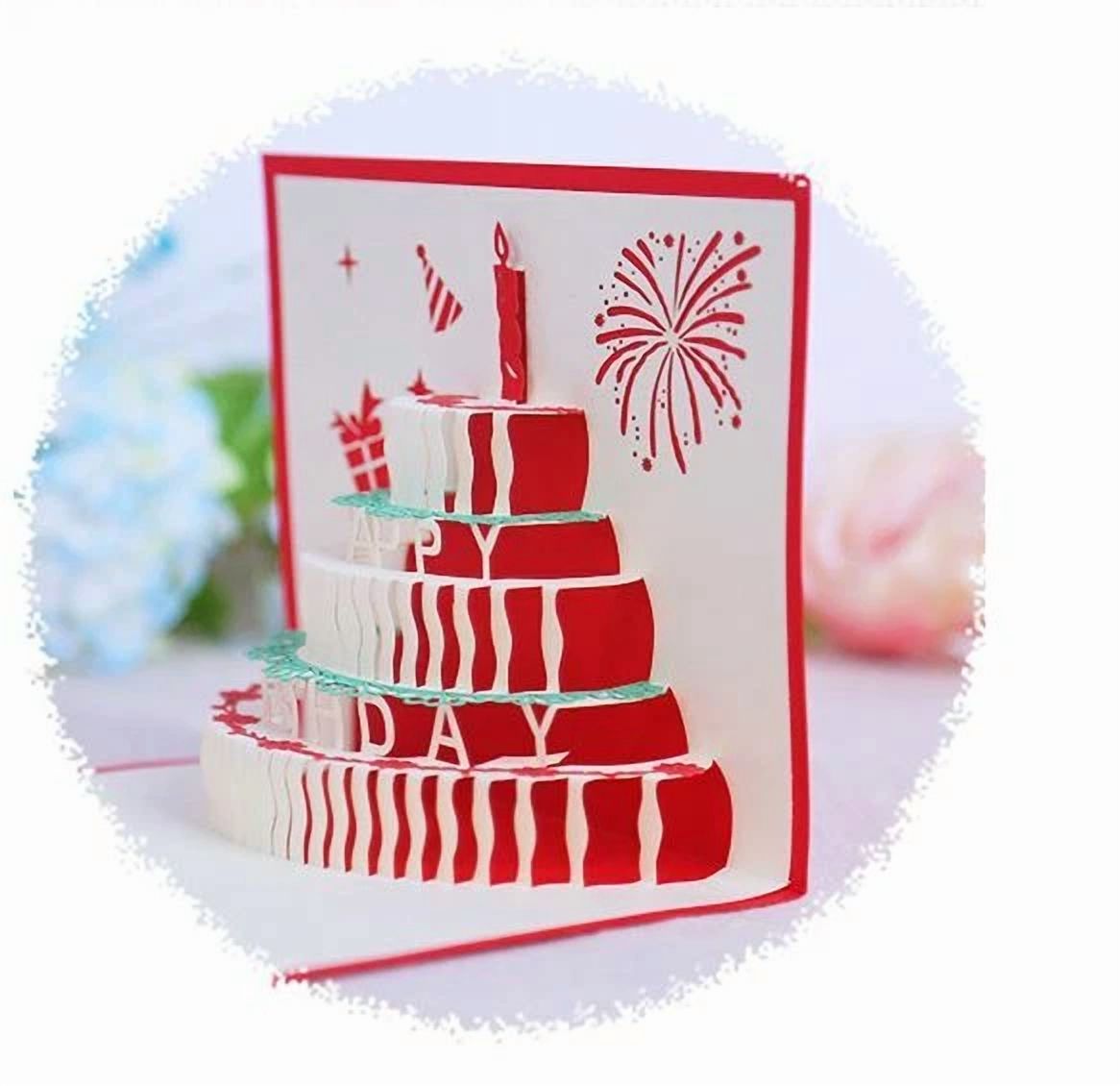 FLINT 3D Pop-Up Love Cake Greeting Card for Wedding Valentines and Birthday (One Size) 69sxe
