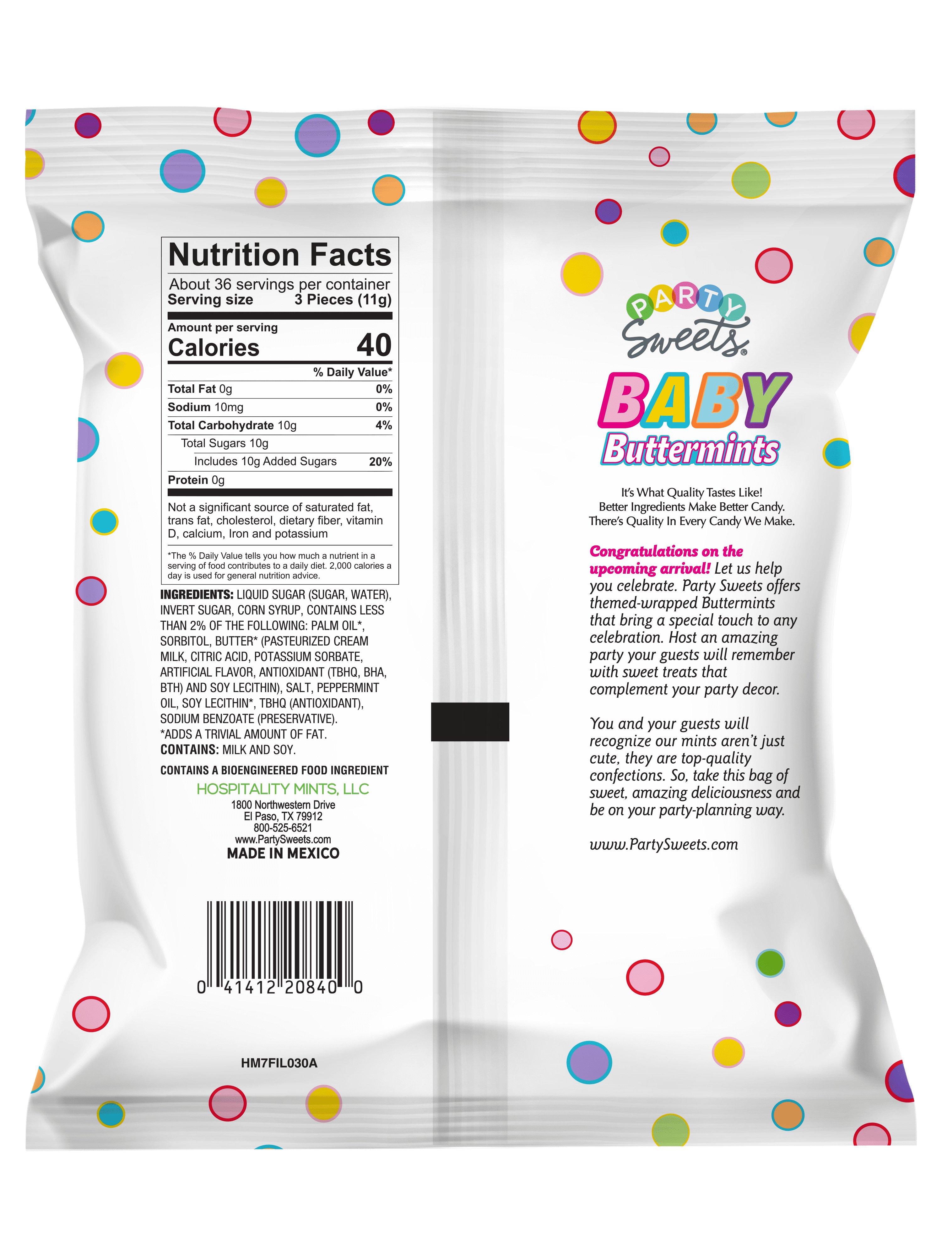 Party Sweets It's A Girl Buttermints Creamy Baby Shower Candy (Pink, 14 oz) l1m6t