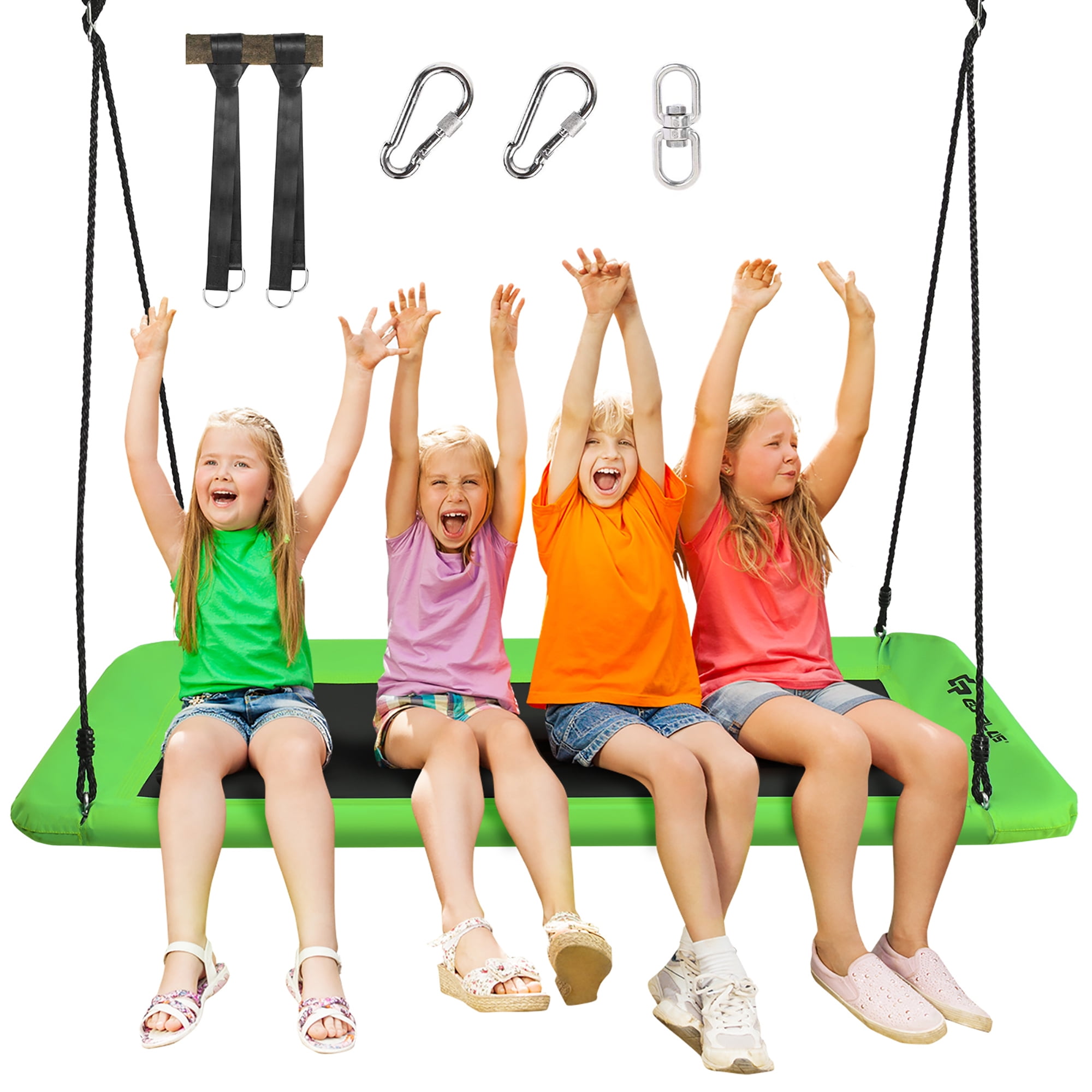 Costway Giant Platform Tree Swing with Hanging Straps (Green, 60 in) pd4s1