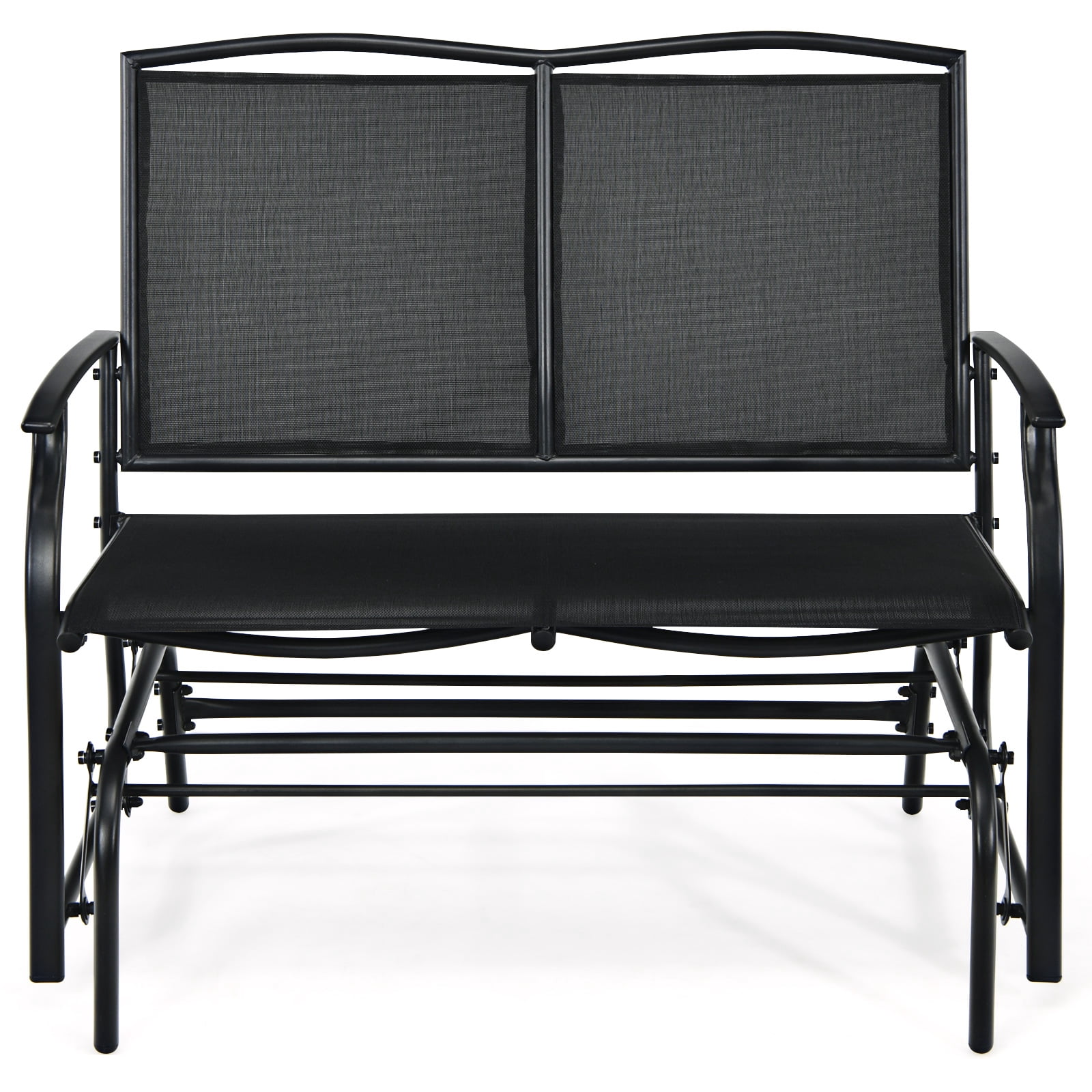 Patiojoy 2 Person Outdoor Glider Bench Rocking Lounge Chair with Steel Frame (Black, 396 lb Capacity) gsij5