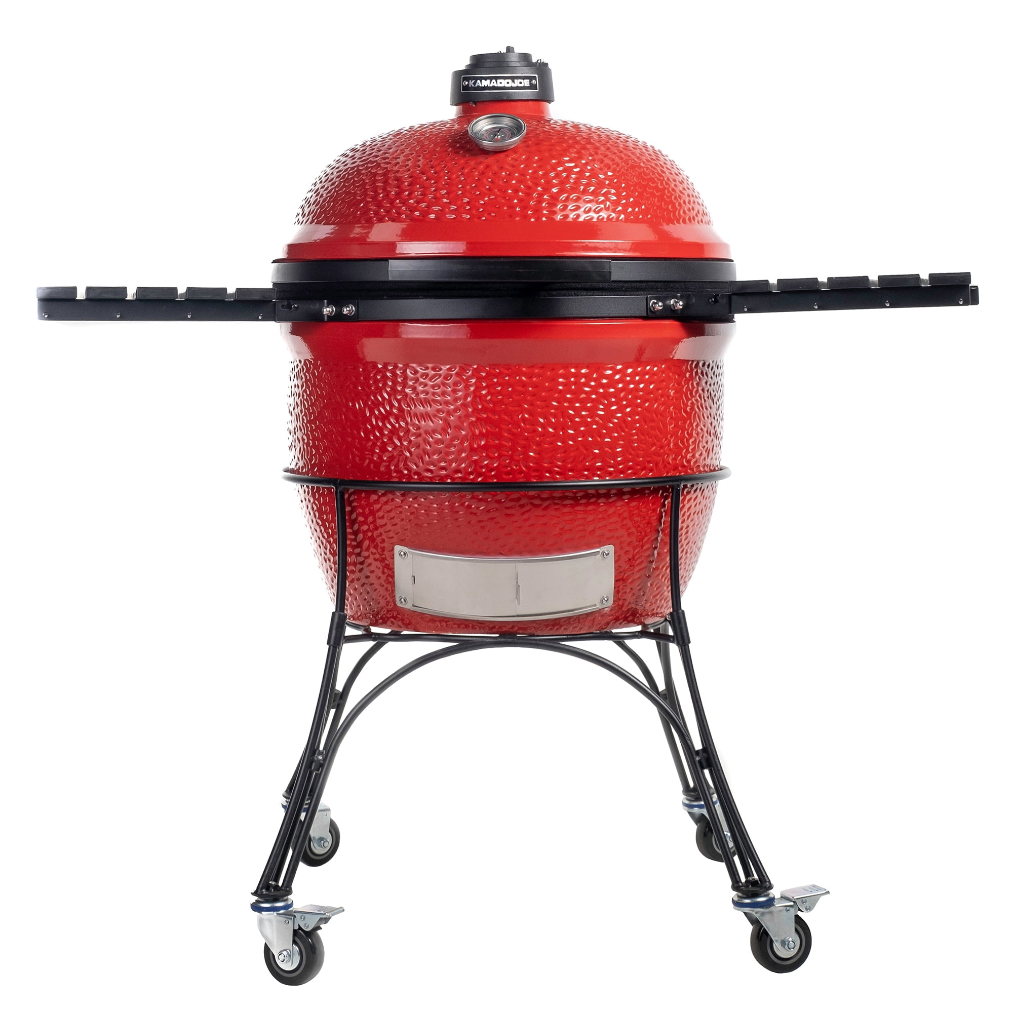 Kamado Joe Big Joe I 24 in. Ceramic Charcoal Grill with Cart and Side Shelves (Red, 24 in) 37rt4