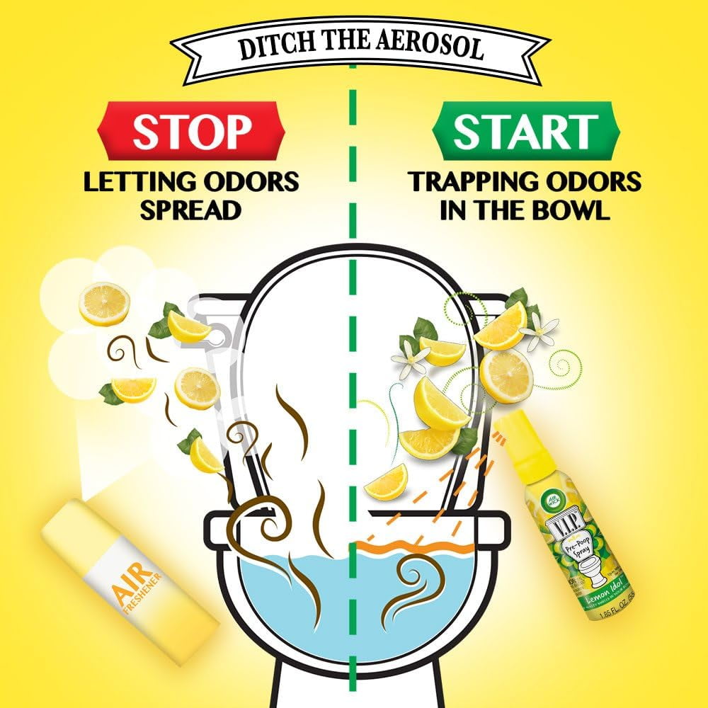 Air Wick V.I.P. Pre-Poop Toilet Perfume, Odor Neutralizing Spray, Lemon Idol (1.85 fl oz, Pack of 2) 5yra0