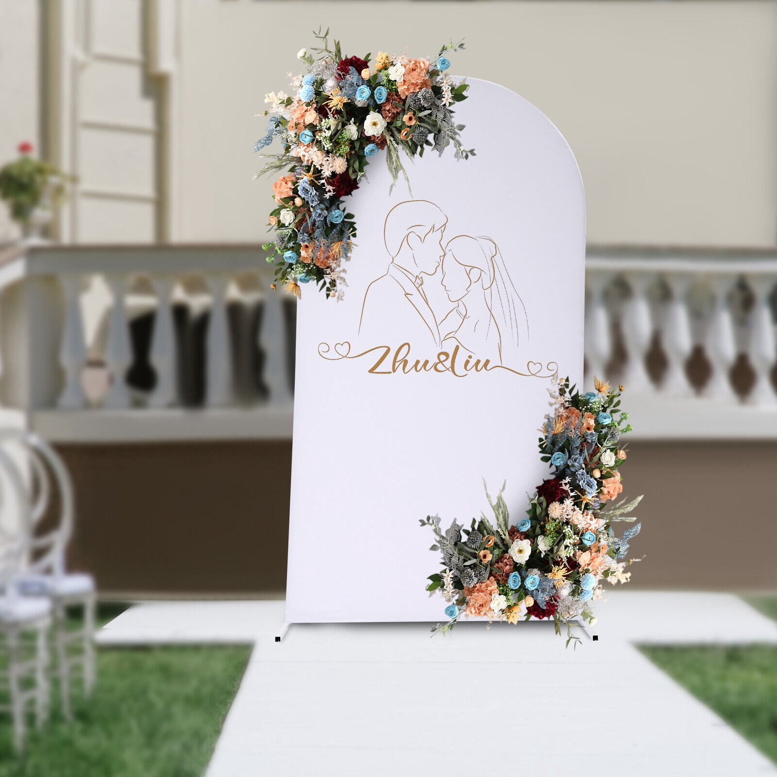 Generic Balloon Arch Frame Kit Wedding Backdrop Stand with Cloth Cover (White, 47.28 in x 19.68 in x 86.64 in) t105b