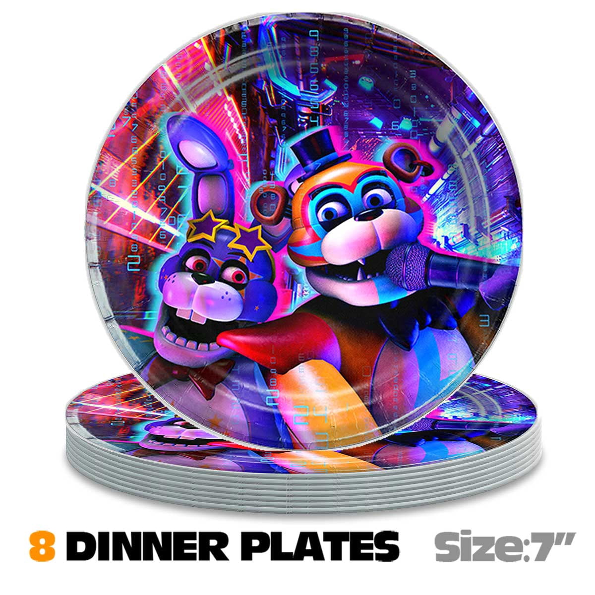 Jiaweribo Five Nights at Freddy's Birthday Party Supplies Set with Backdrop and Tableware (Multi-color, 1 Set) u0u91