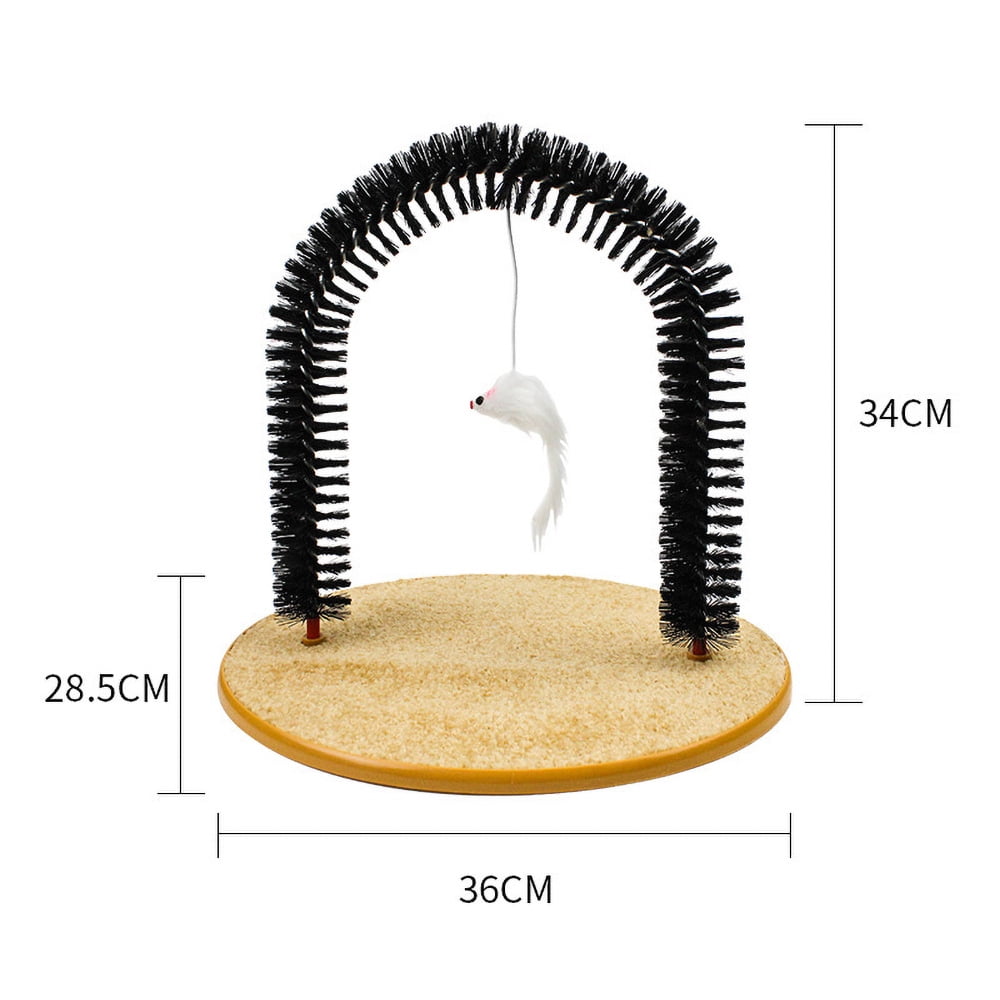 BEYCED Cat Self Groomer Arch with Scratching Pad and Hanging Toy (Black, 14 in x 12 in) xuruh