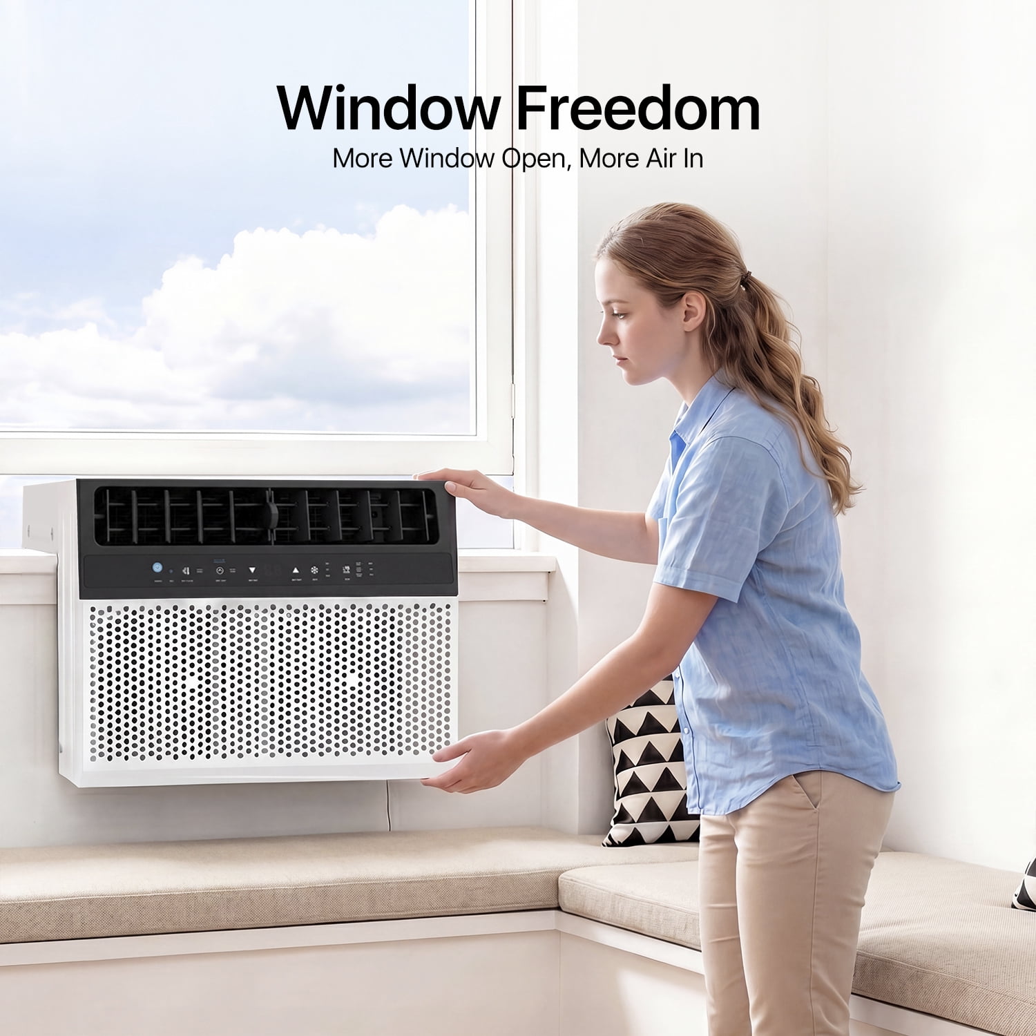 BaPiPro 12,000 BTU Smart Window Air Conditioner, WiFi Enabled Cooling System for Rooms Up to 550 Sq. Ft. (White) mdu8v