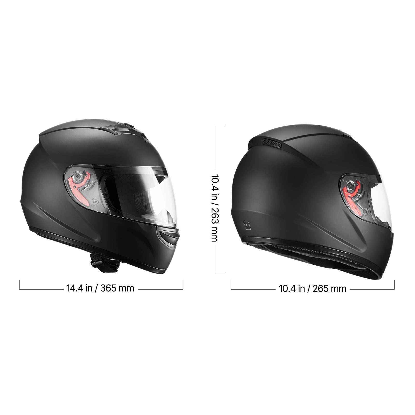 KFFKFF Full Face Motorcycle Helmet, DOT Certified Street Racing Gear with Dual Visors and Removable Liner (Matte Black, L) gereo