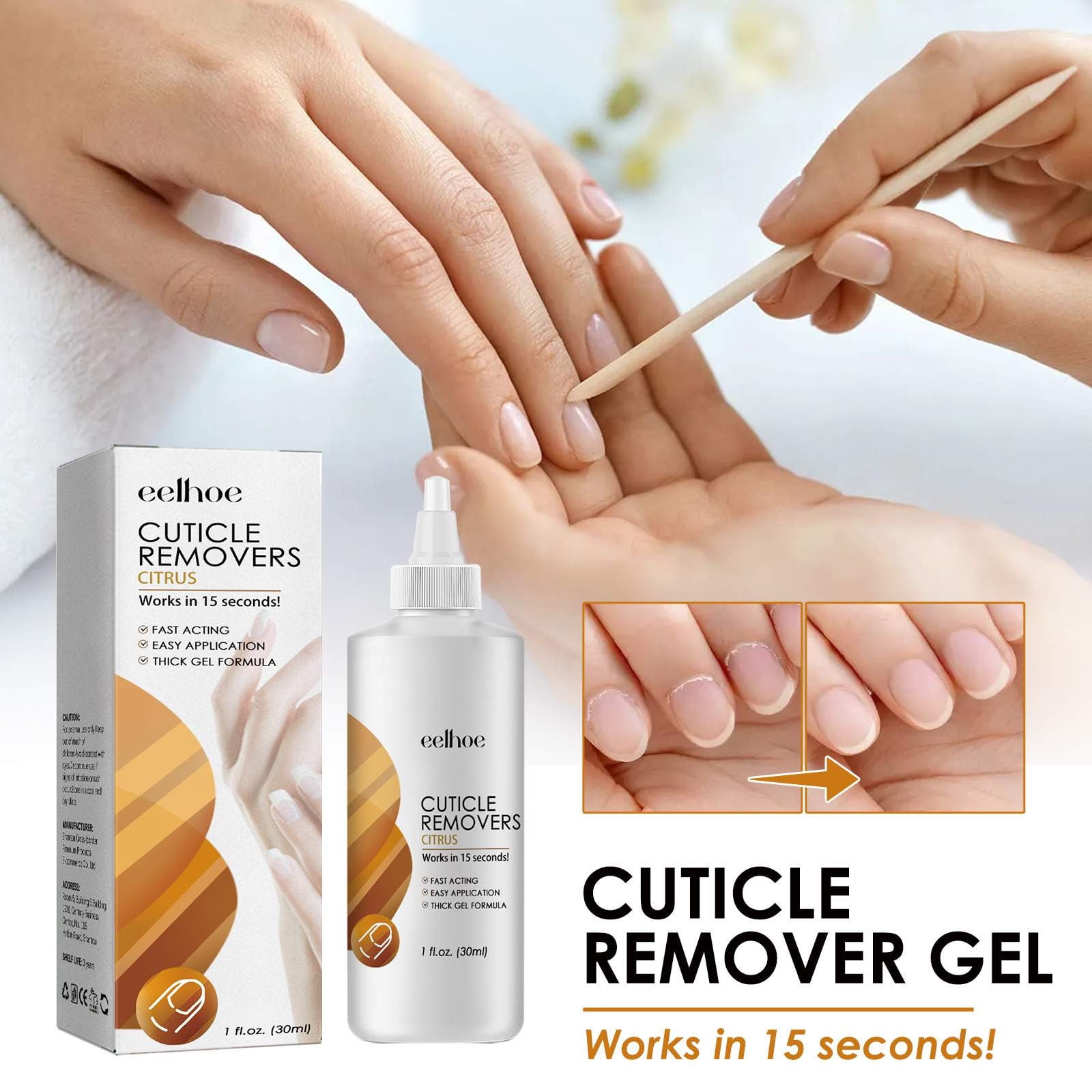 Beessbest Instant Cuticle Remover Gel, Professional Manicure & Pedicure Nail Care Treatment (1 fl oz) 1qclh