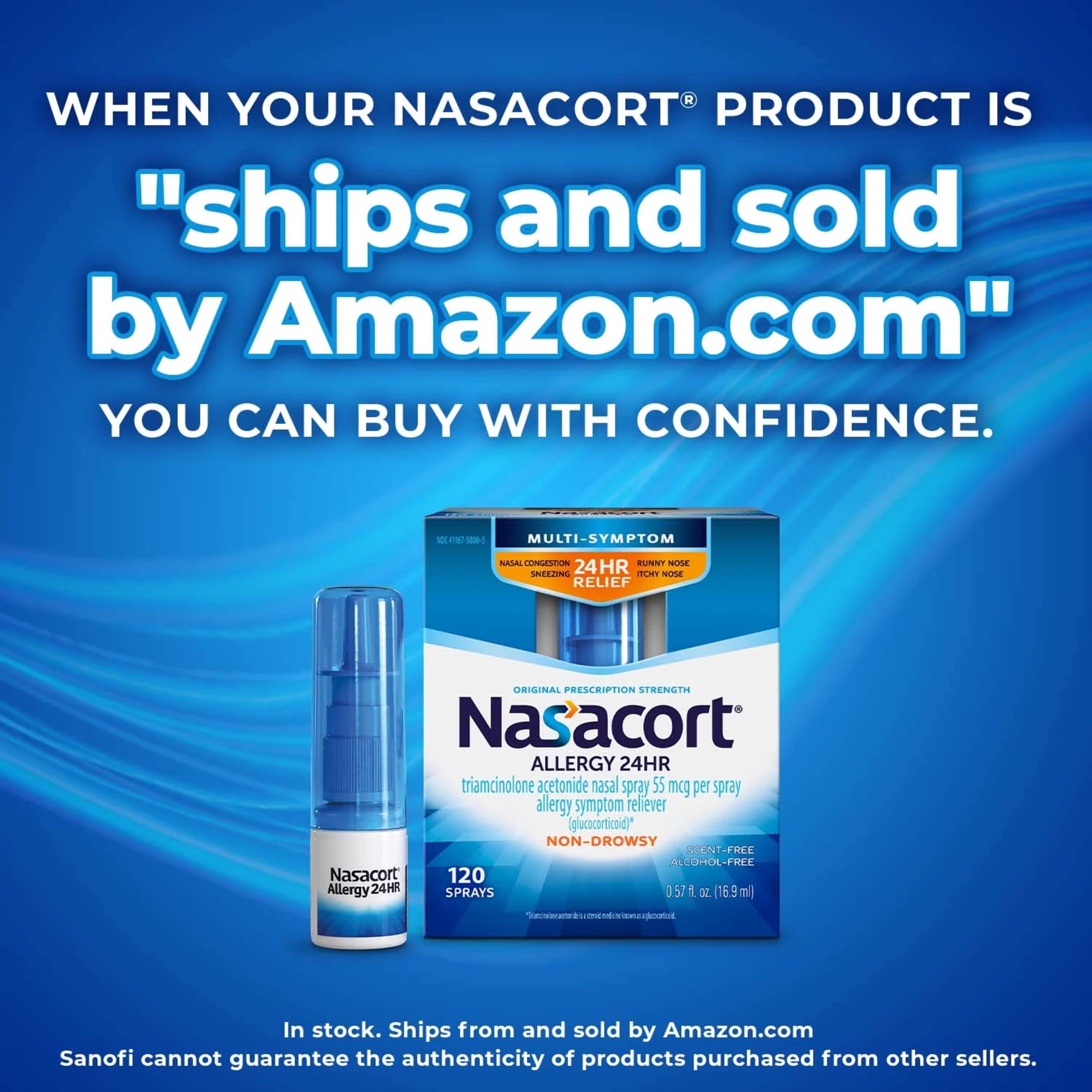 Nasacort Allergy Nasal Spray for Adults, Non-Drowsy Relief for Congestion and Sneezing (0.57 fl oz) d5e3r