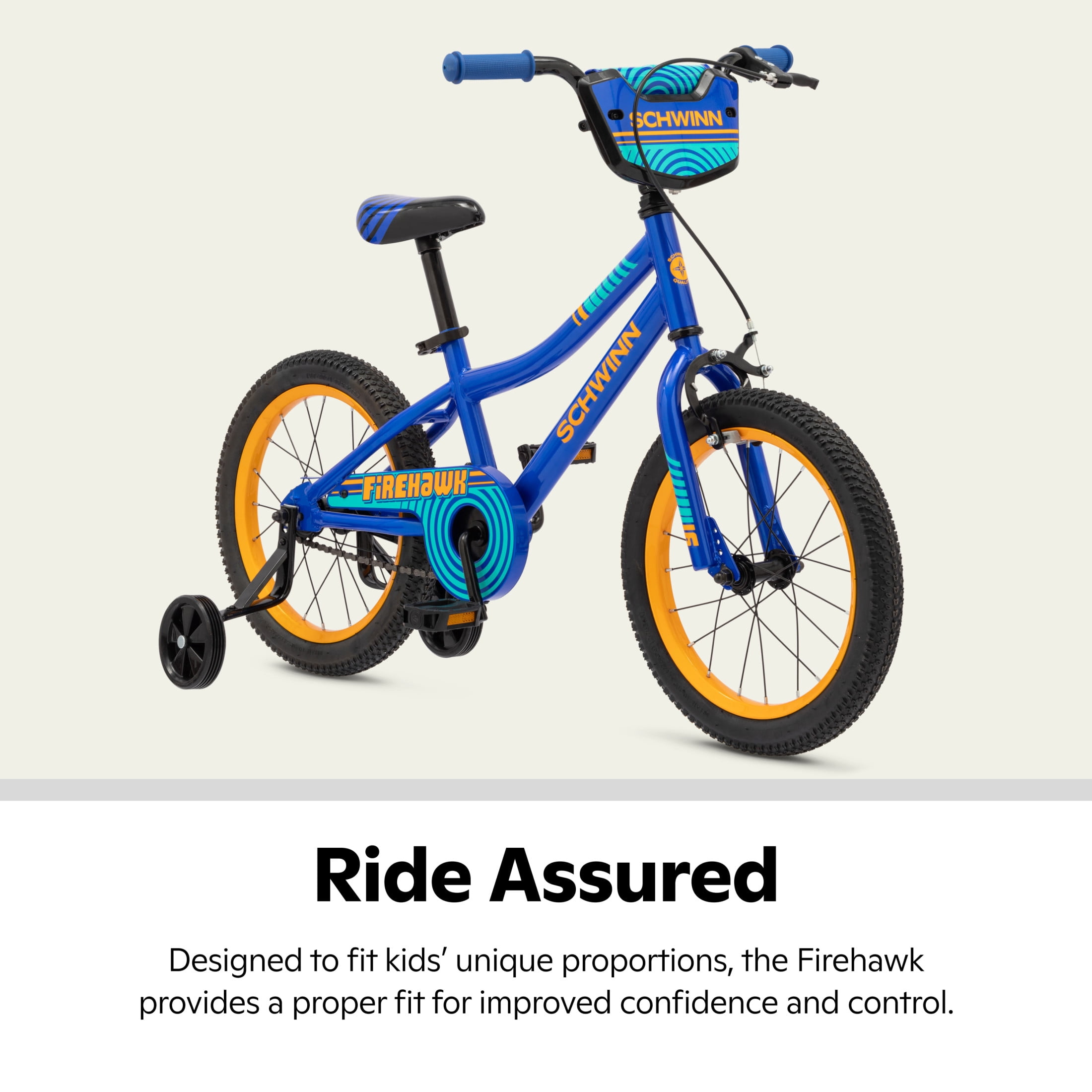 Schwinn Firehawk Kids BMX Bike with Training Wheels (Blue, 16 in) pl201