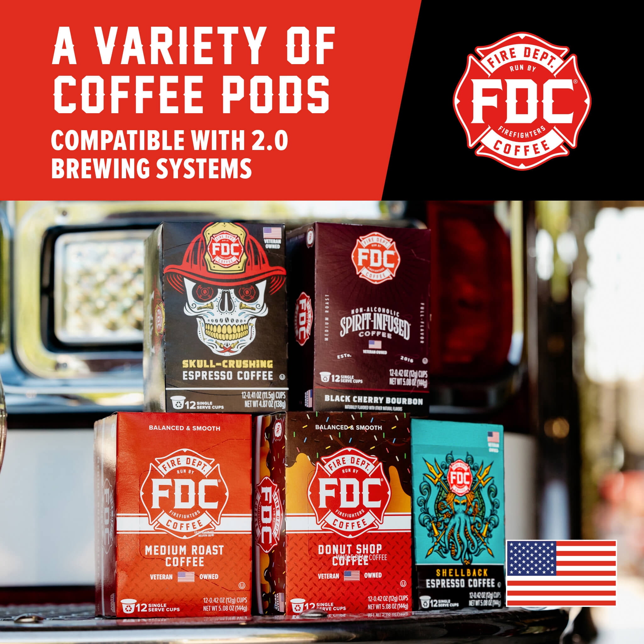 Fire Department Coffee Skull-Crushing Espresso Dark Roast Coffee Pods (12 Pack) hzezm