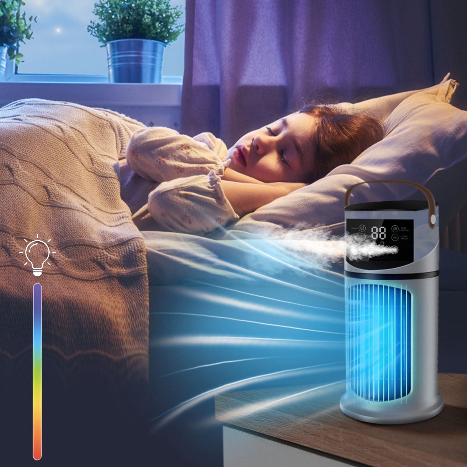Bfogop Portable Air Cooler Fan, Rechargeable Personal Cooling Unit for Desk and Camping (White, 1 Unit) 1k0dh