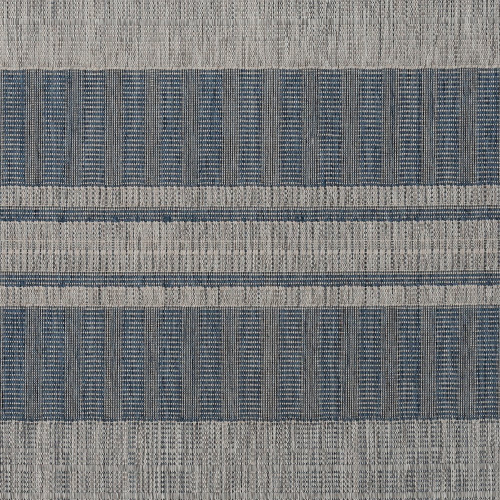 HomeRoots Striped Indoor Outdoor Area Rug Stain Resistant Durable Polypropylene (Blue and Gray, 8 ft x 10 ft) elv7z