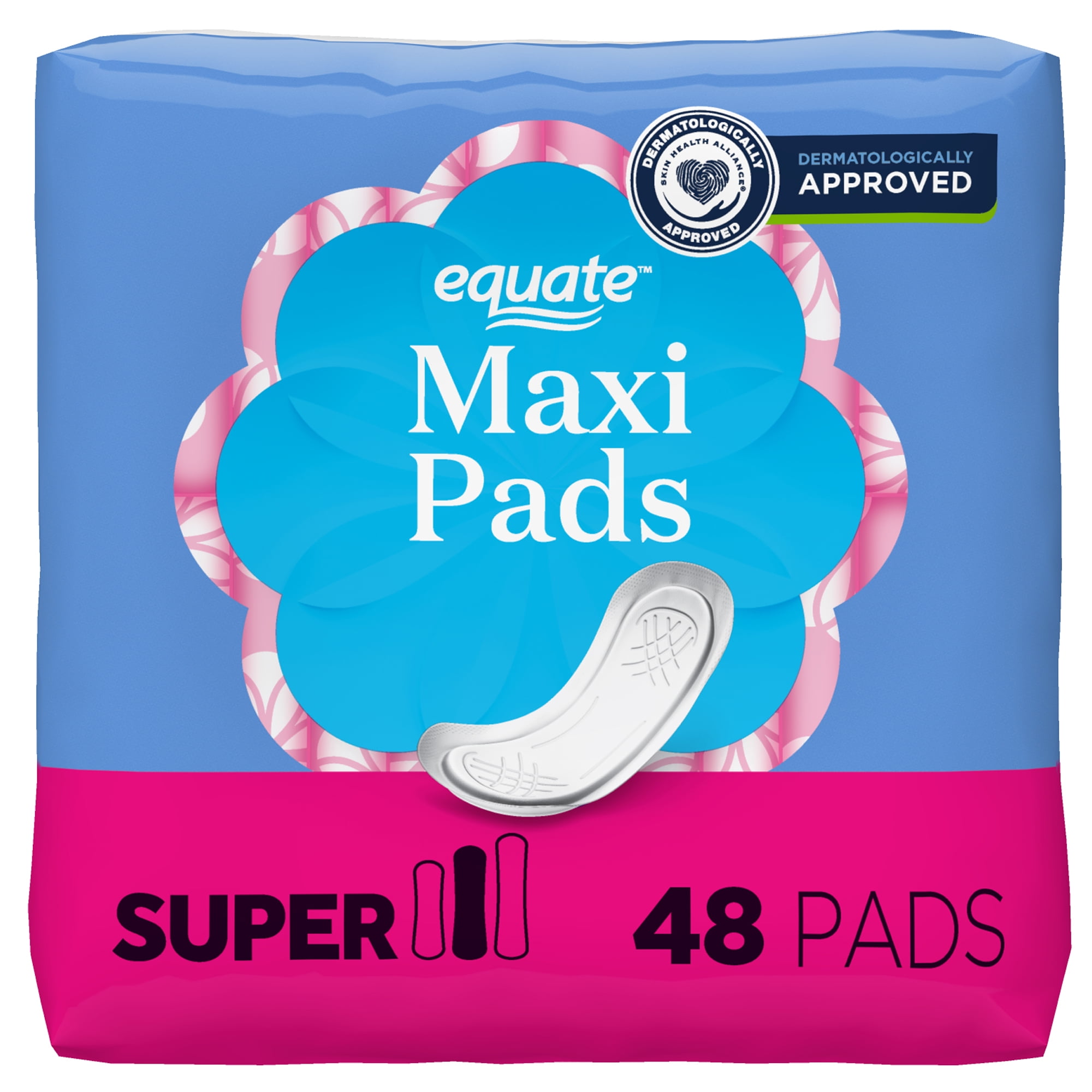 Equate Maxi Pads, Super Absorbency, Size 2 (6 Pack, 288 Count) e1i4z