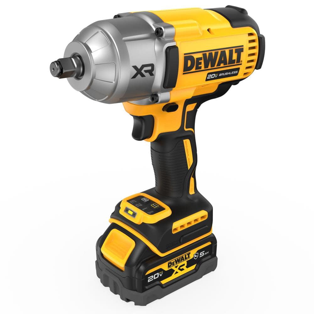 DEWALT 20V MAX XR High Torque Impact Wrench Kit with Hog Ring Anvil (2 Batteries, 5.0 Ah) 9e4kf