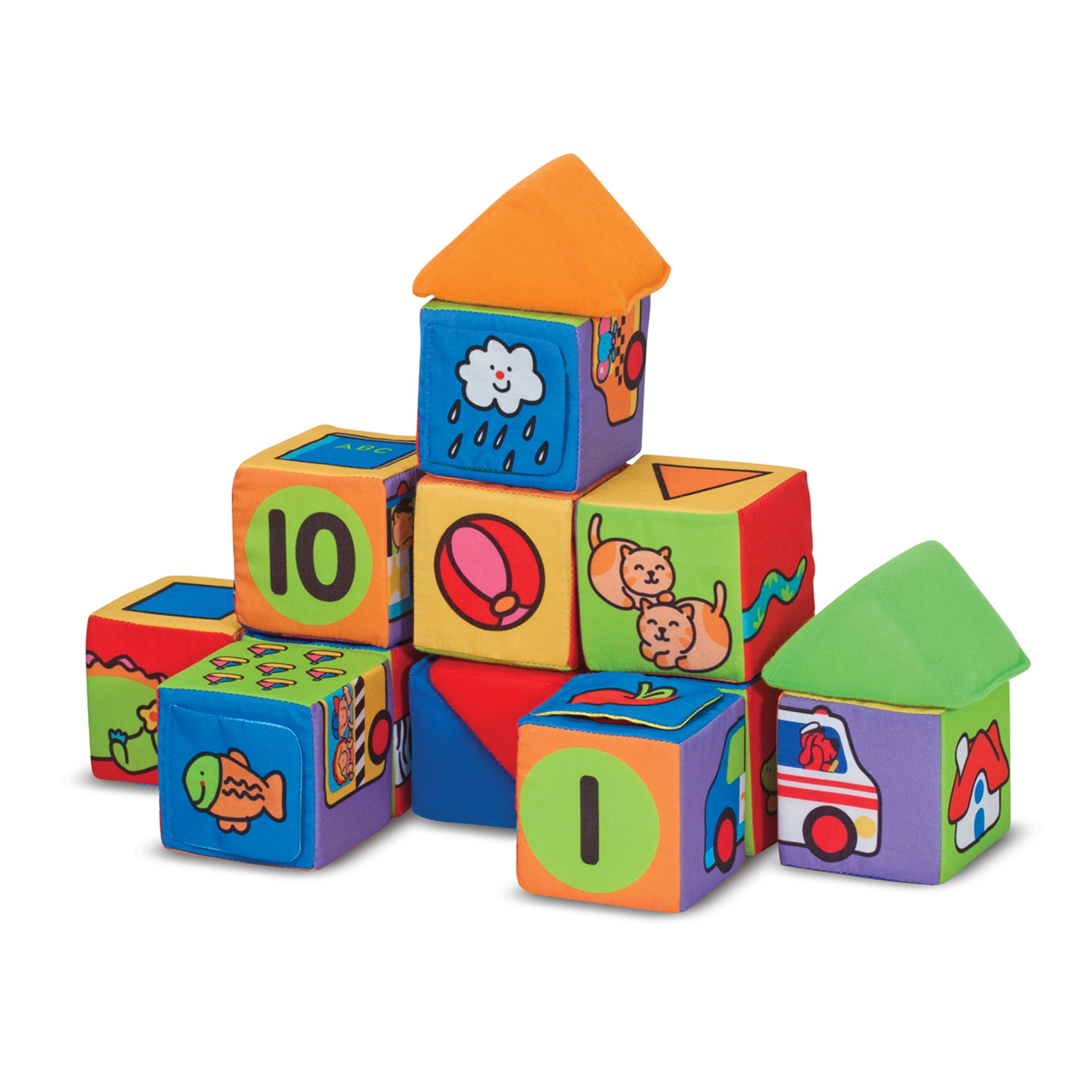 Melissa & Doug K's Kids Match and Build Soft Blocks Set (Multicolor, 14 Piece Set) qfqlp