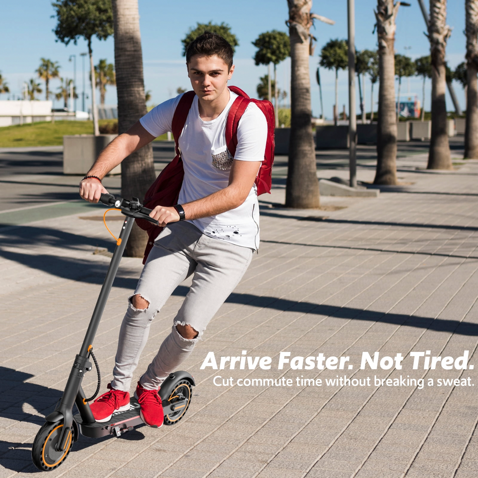 OSBOO Electric Scooter for Adults, 550W Motor 19 MPH Portable Folding Commuter E-Scooter (Black, 19 Miles Range) qkbdb