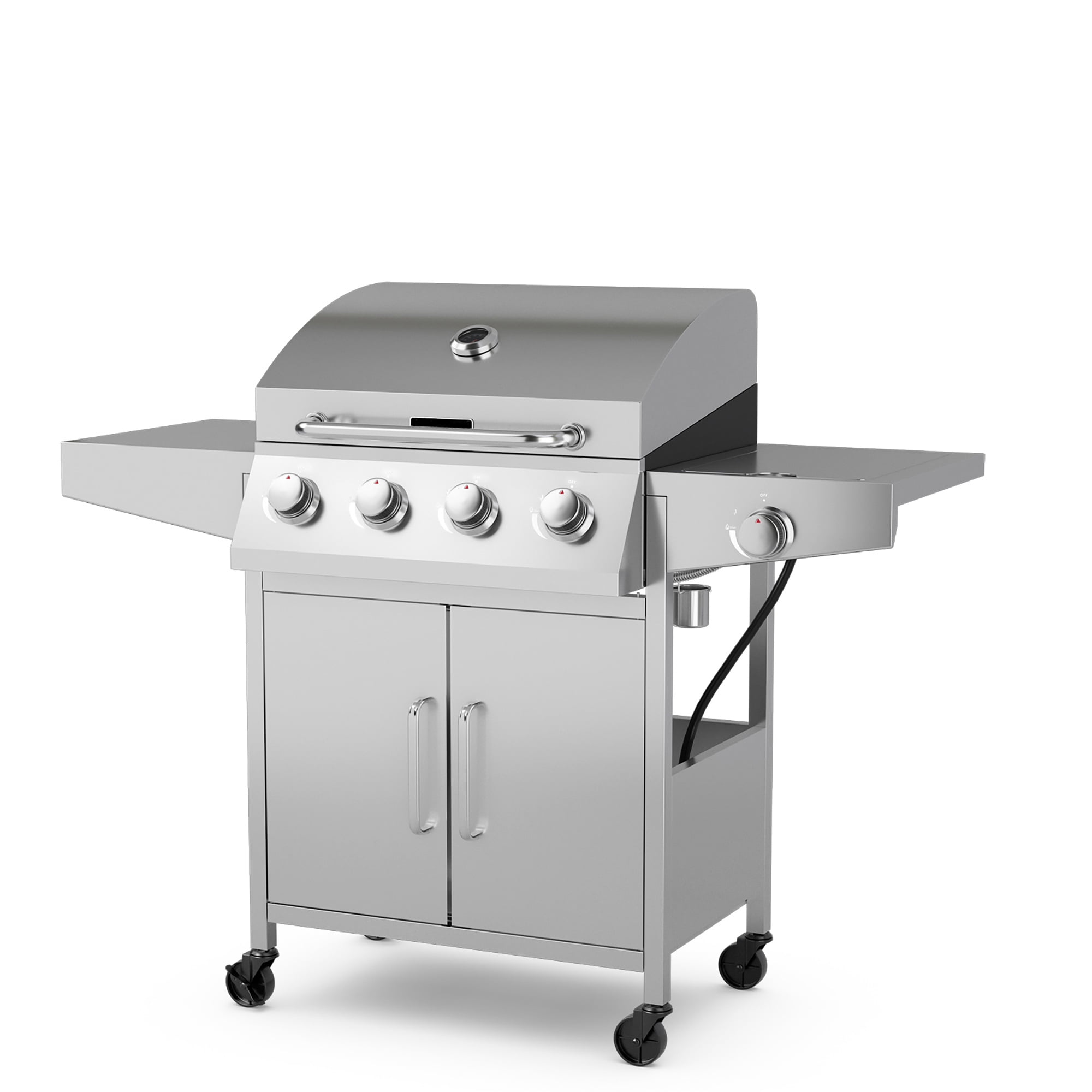 Costway 5-Burner Propane Gas Grill with Side Burner and Prep Table (Silver, 516 sq in) ngiis