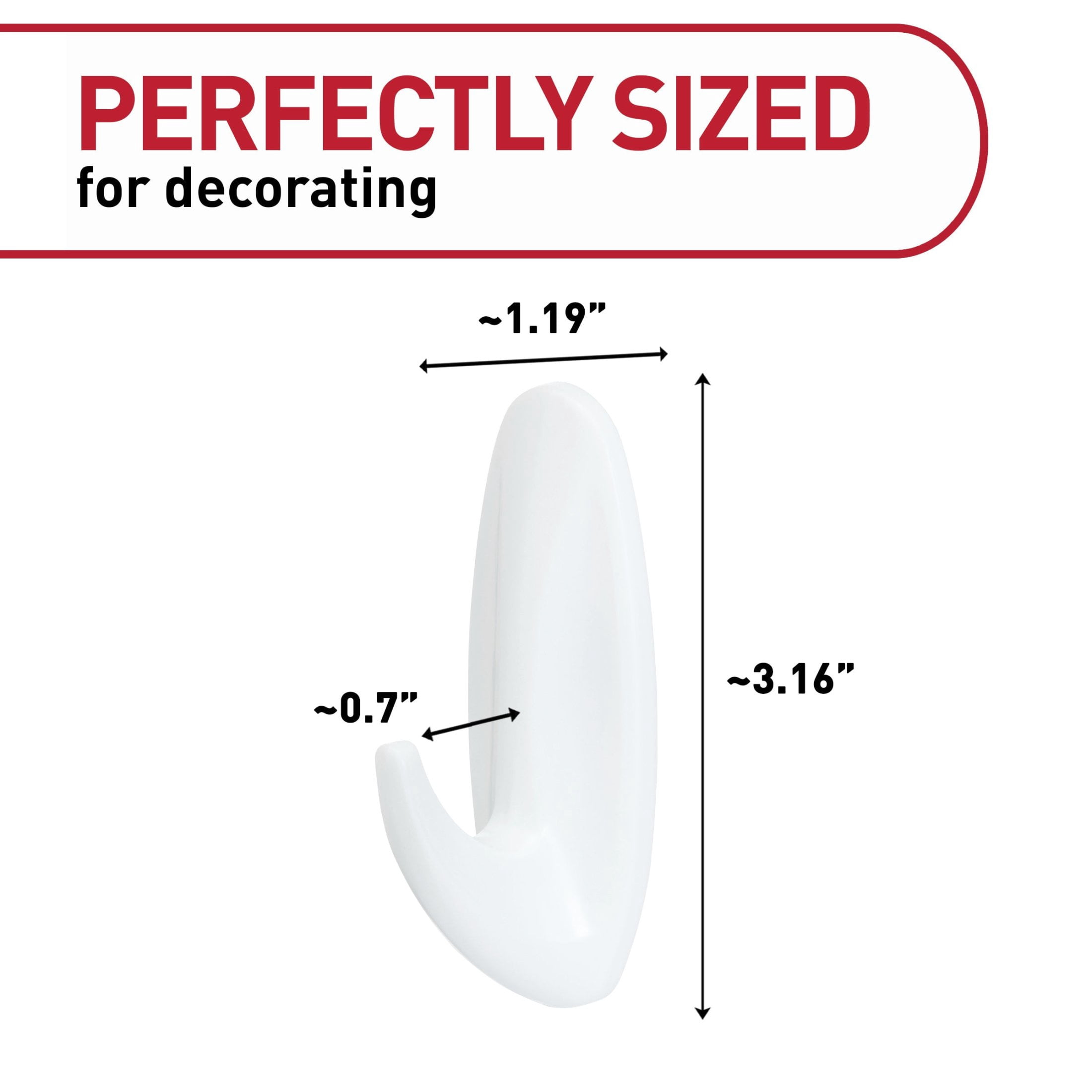 Command General Purpose Wall Hooks, Damage-Free Adhesive Hanging Set (White, 4 Hooks & 8 Strips) 6rp0l