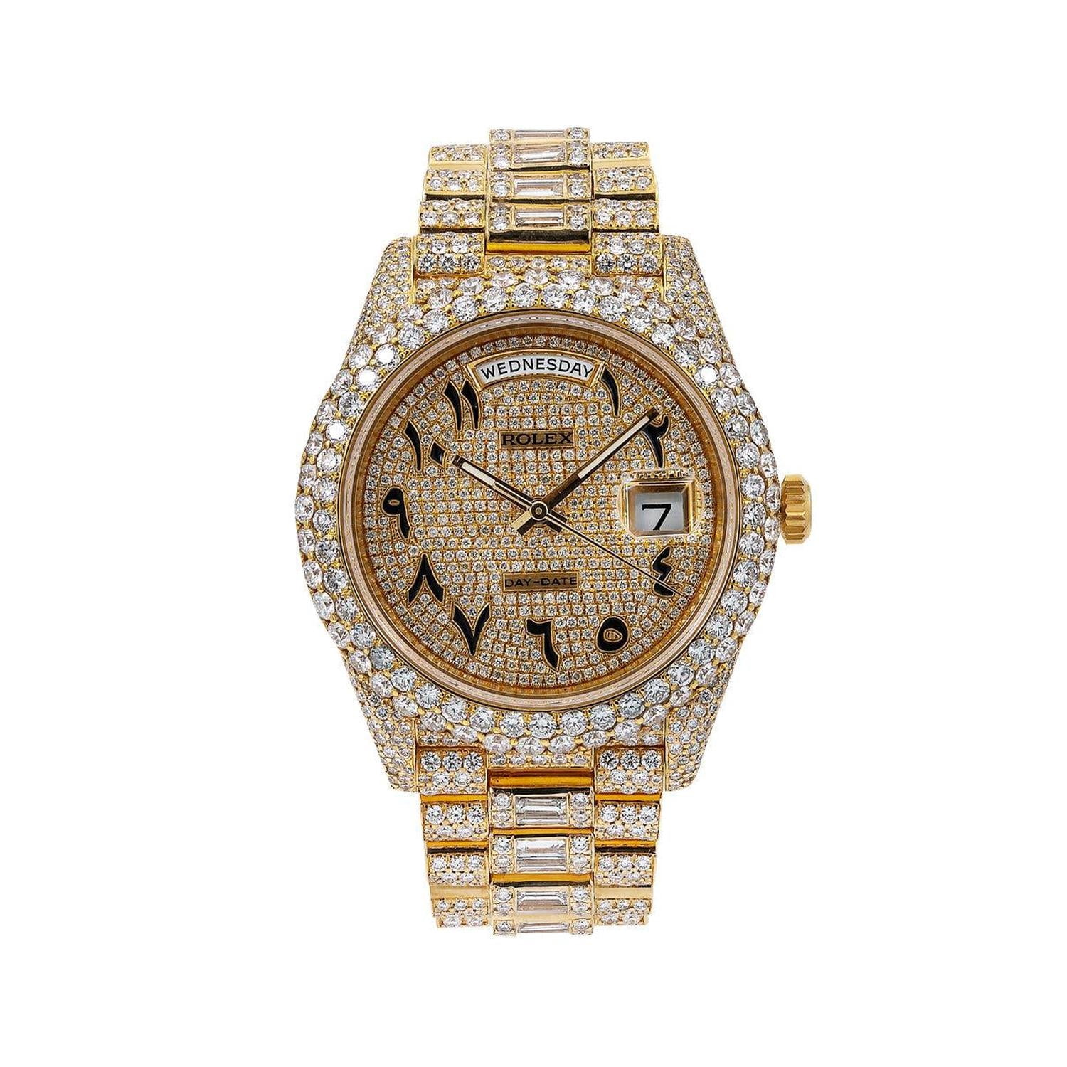 Rolex Day-Date 40mm 228238 18K Yellow Gold Diamond Paved Eastern Arabic Dial President Watch (40mm) 3nh2b