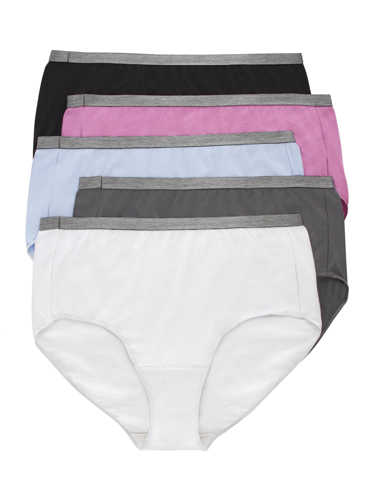 Hanes Women's Stretch Cotton Brief Panties, Full Coverage No-Show Underwear (5-Pack) jd9s0