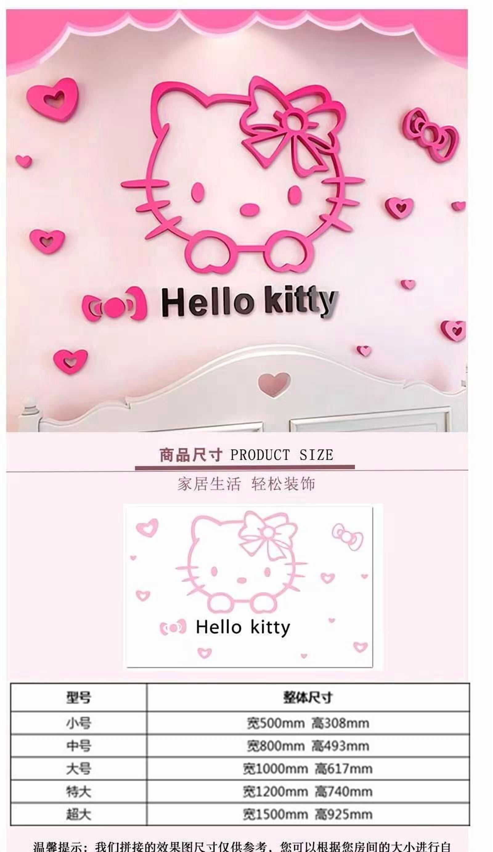 LELE Hello Kitty 3D Wall Decals Cartoon Bedroom Decor (Pink, 12 in x 12 in) k3qjn