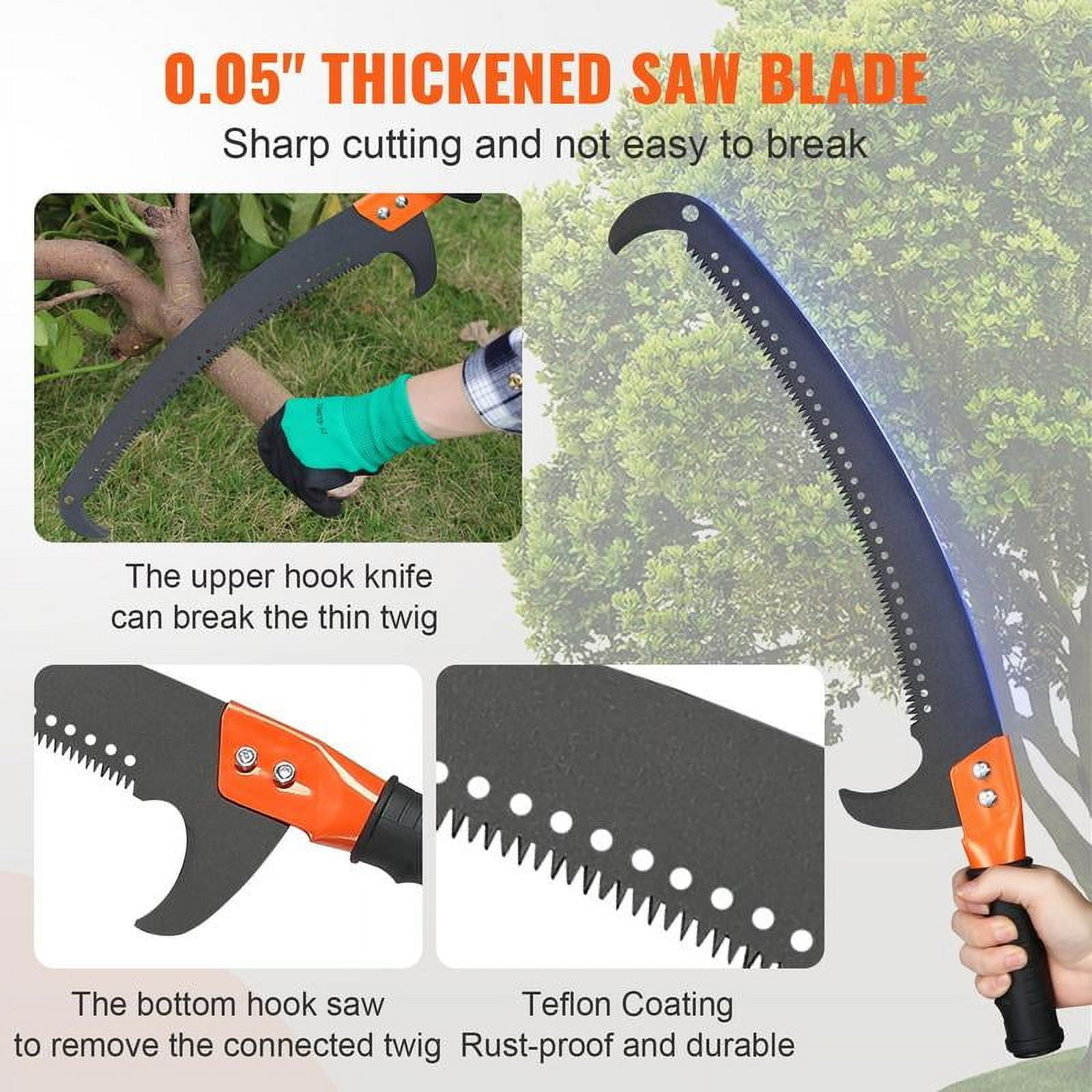 Generic Manual Tree Trimmer Pole Saw with Carbon Steel Blade (7.3-27 ft Adjustable Length) wfqdc