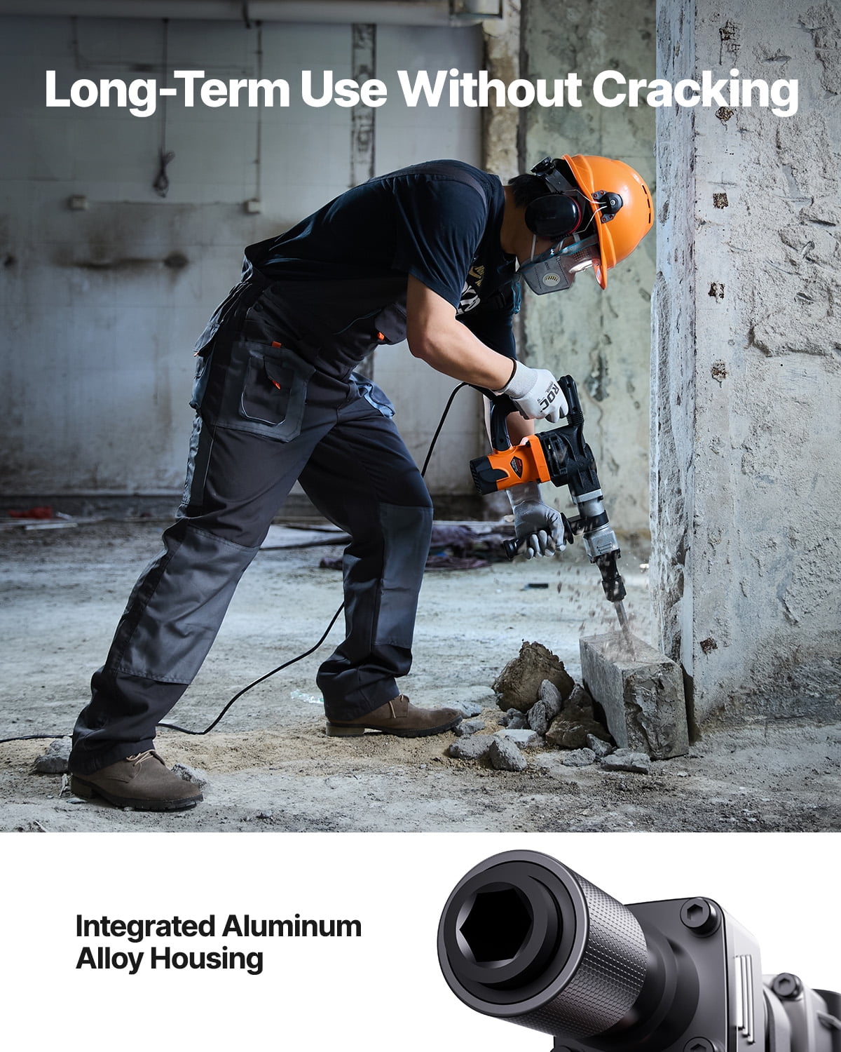 BENTISM Electric Hammer Drill, 1400W Industrial Demolition Tool for Concrete Breaking (Orange, 110V) 1wfzx