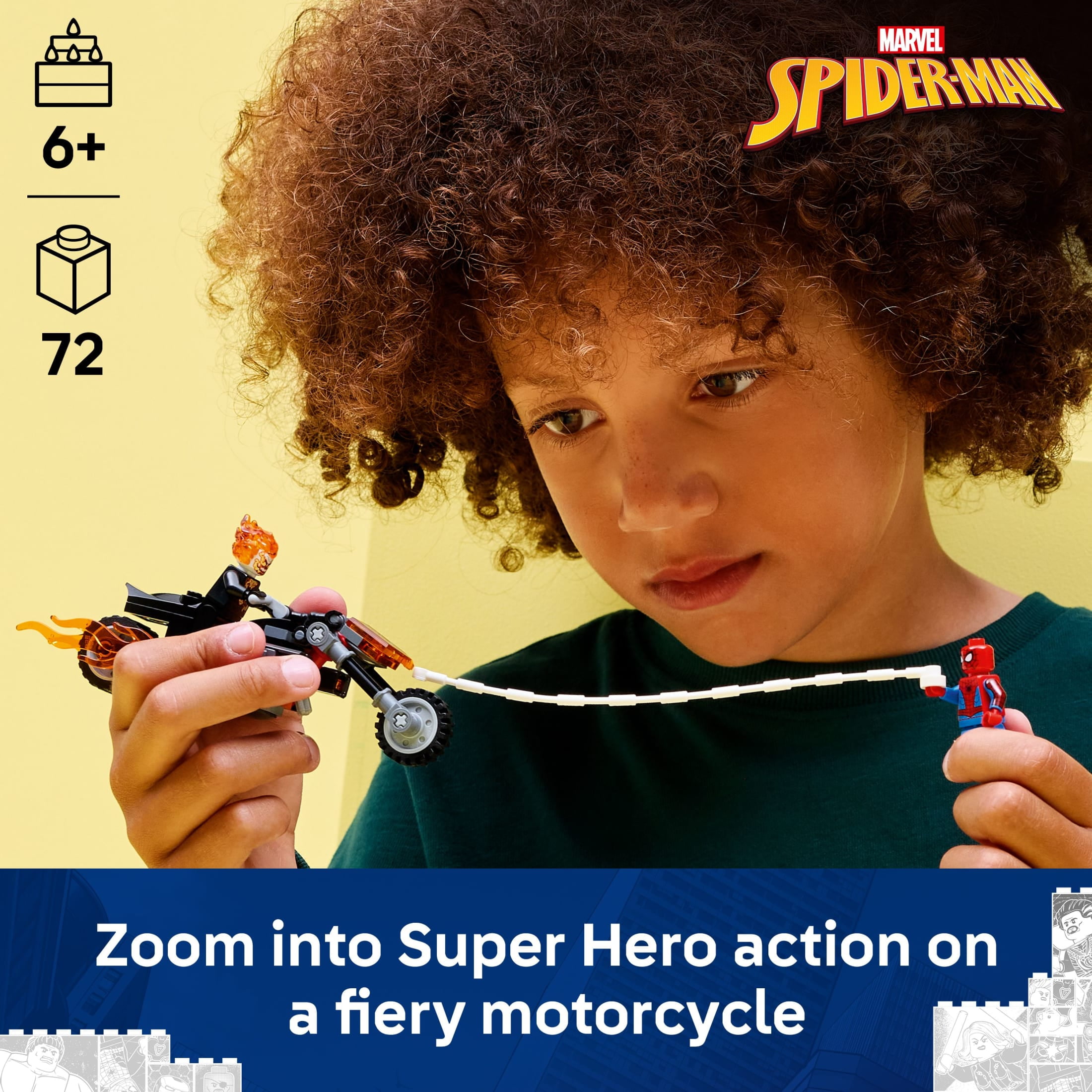 LEGO Marvel Spider-Man vs. Ghost Rider Motorcycle Building Set (72 Pieces) t9e2s