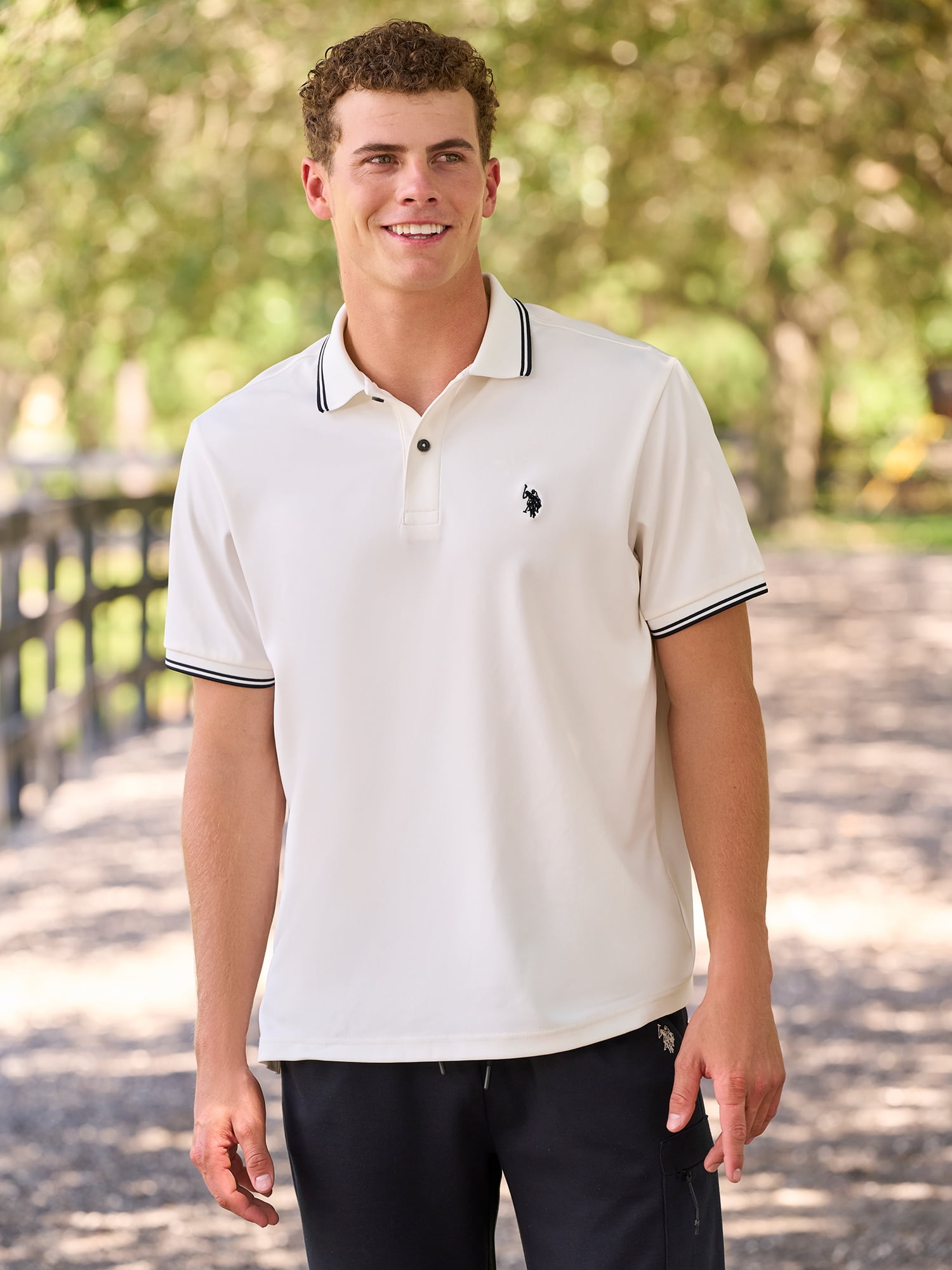U.S. Polo Assn. Men's Performance Interlock Polo Shirt (White, S) 3orf9
