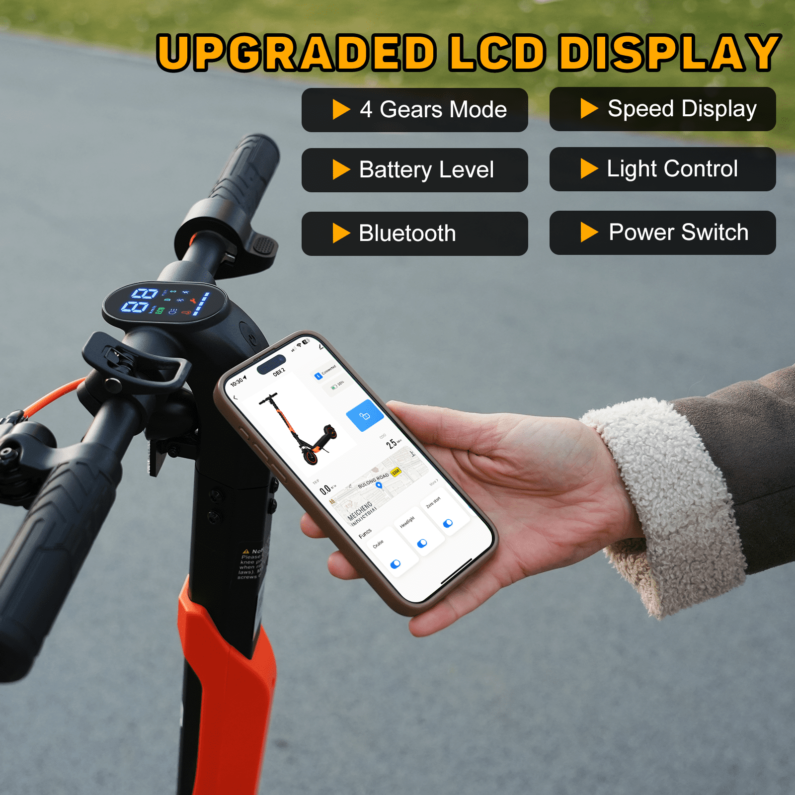 OBX Electric Scooter for Adults, 21MPH 800W Motor, 22 Mile Range, Folding Commuter E-Scooter (Orange, 10 in Tires) xu7zr