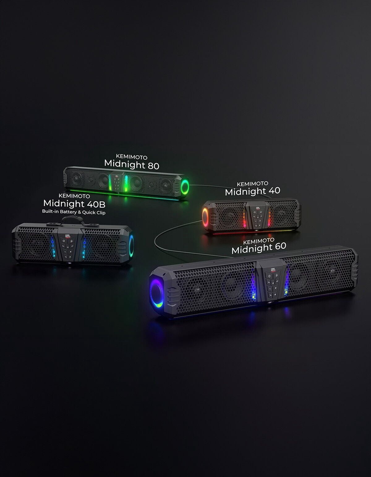 KEMIMOTO Midnight 80 32 in RGB UTV Sound Bar with Deep Bass and IP66 Weatherproof Rating (Blue, 32 in) c4cdi